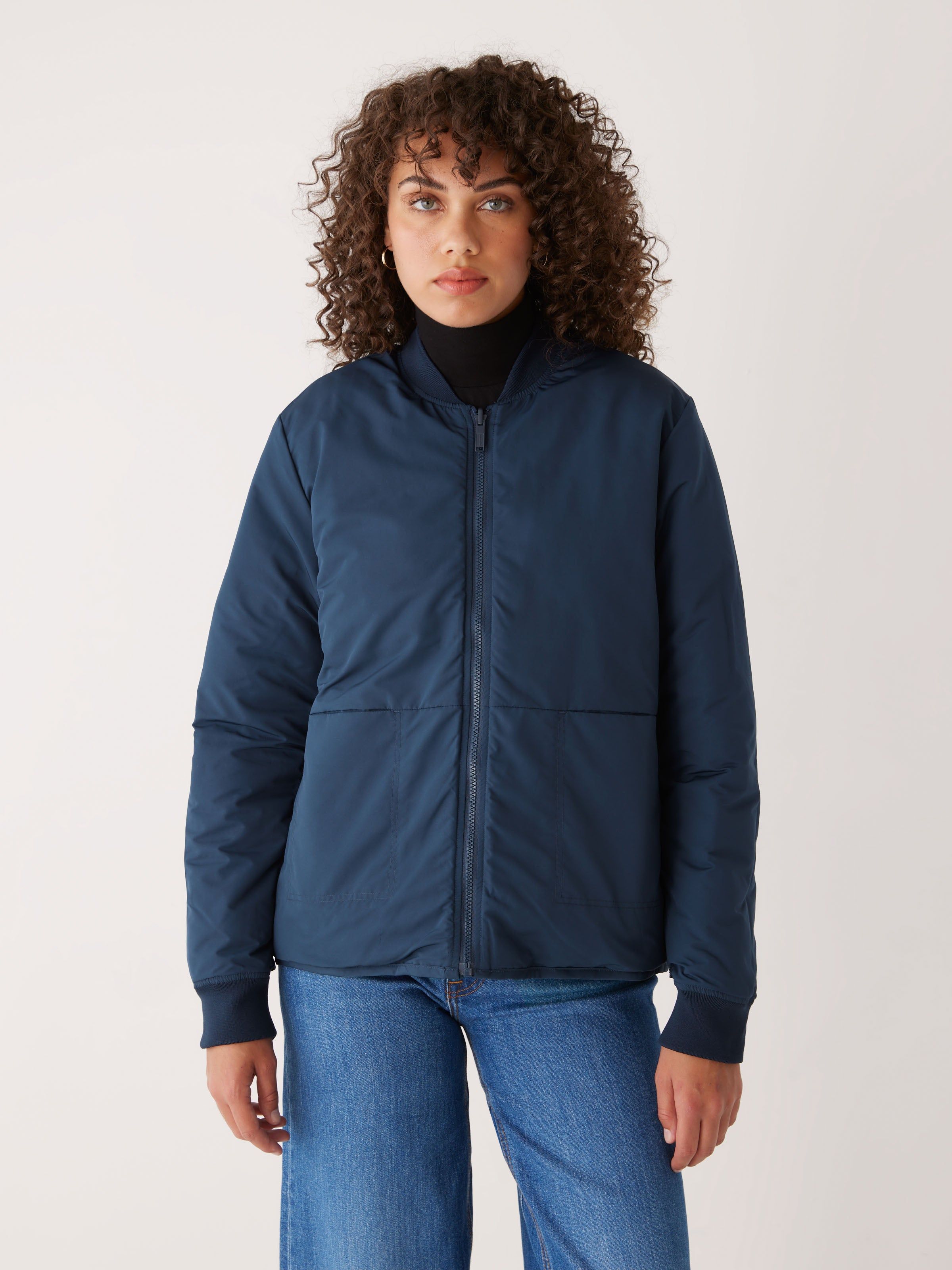 The Skyline Reversible Bomber in Space Blue sold by Frank & Oak product image thumbnail 5