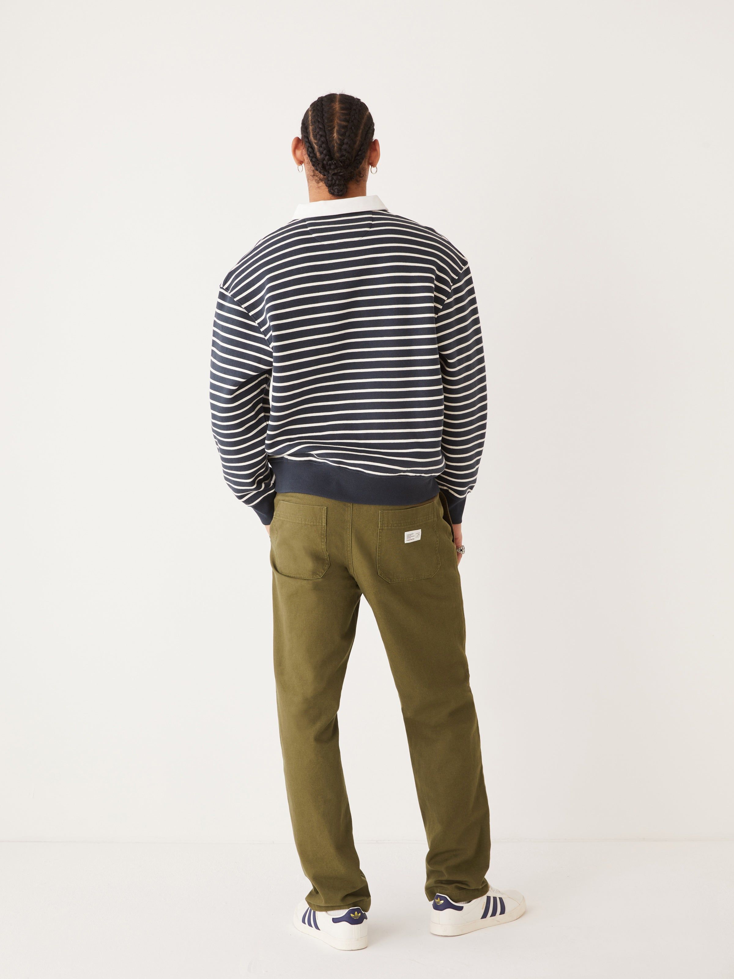 The Fleece Striped Polo Sweater in Dark Navy sold by Frank & Oak product image thumbnail 4