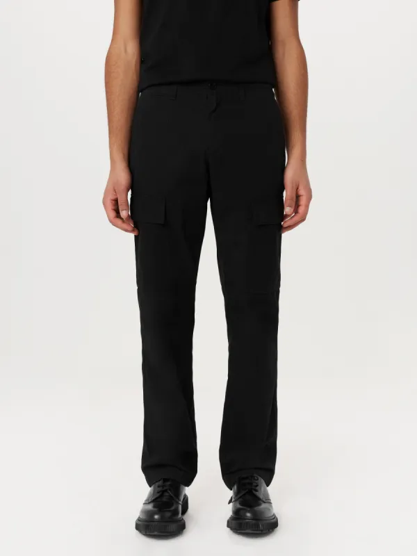 The Joey Straight Cargo Pant in Black sold by Frank & Oak