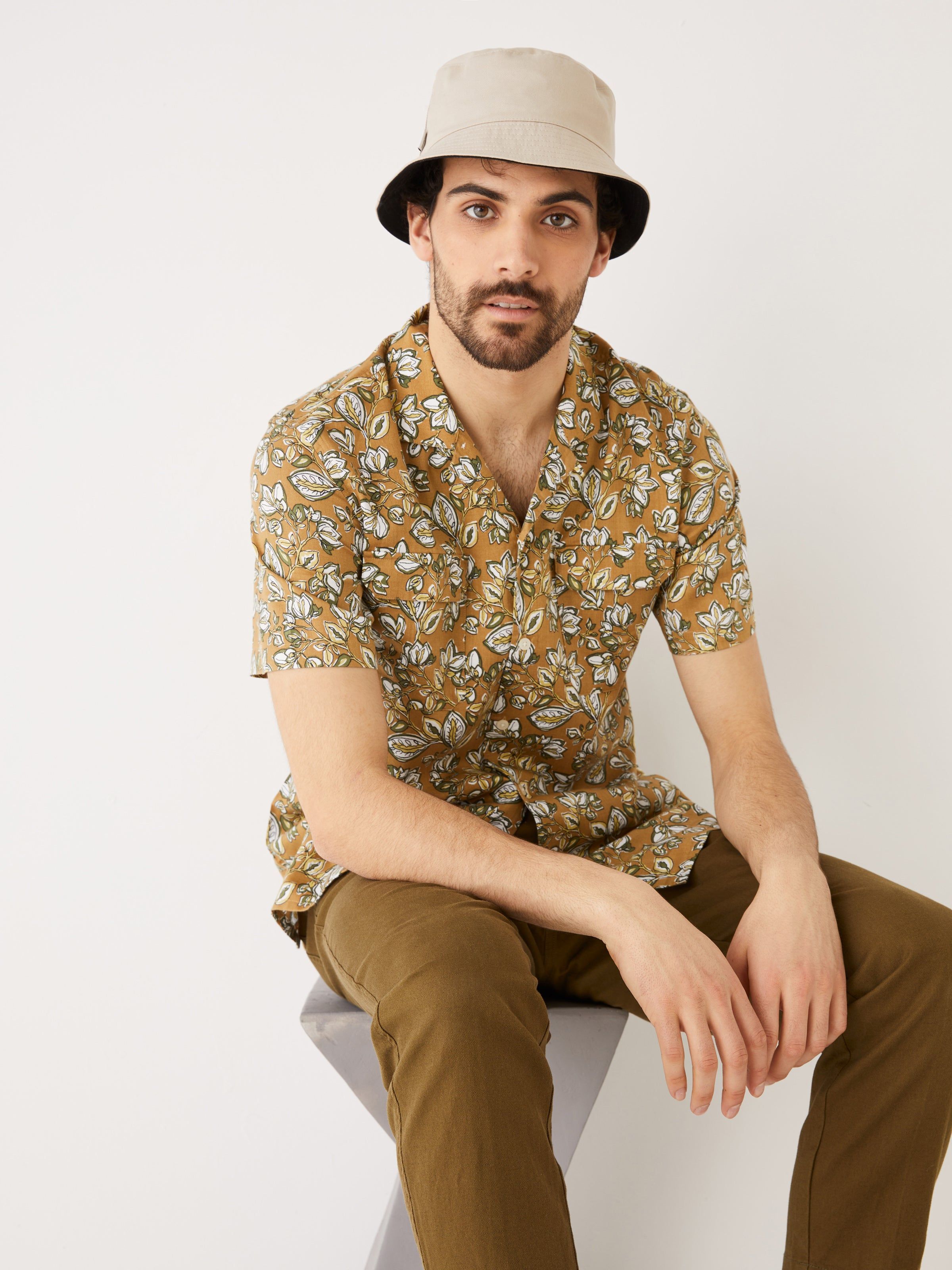 The Short Sleeve Botanical Shirt in Dark Olive sold by Frank & Oak product image thumbnail 6