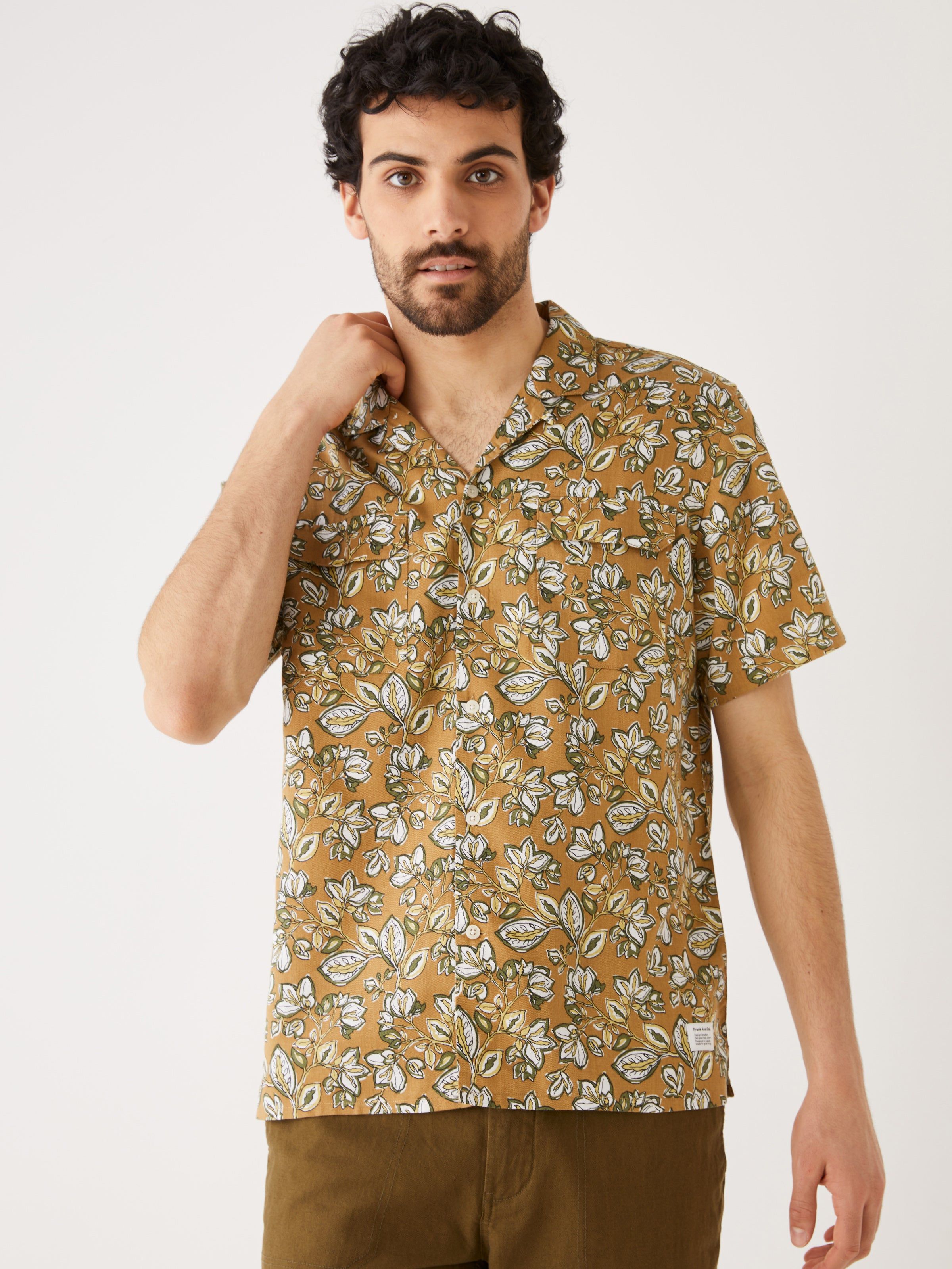 The Short Sleeve Botanical Shirt in Dark Olive sold by Frank & Oak product image thumbnail 4