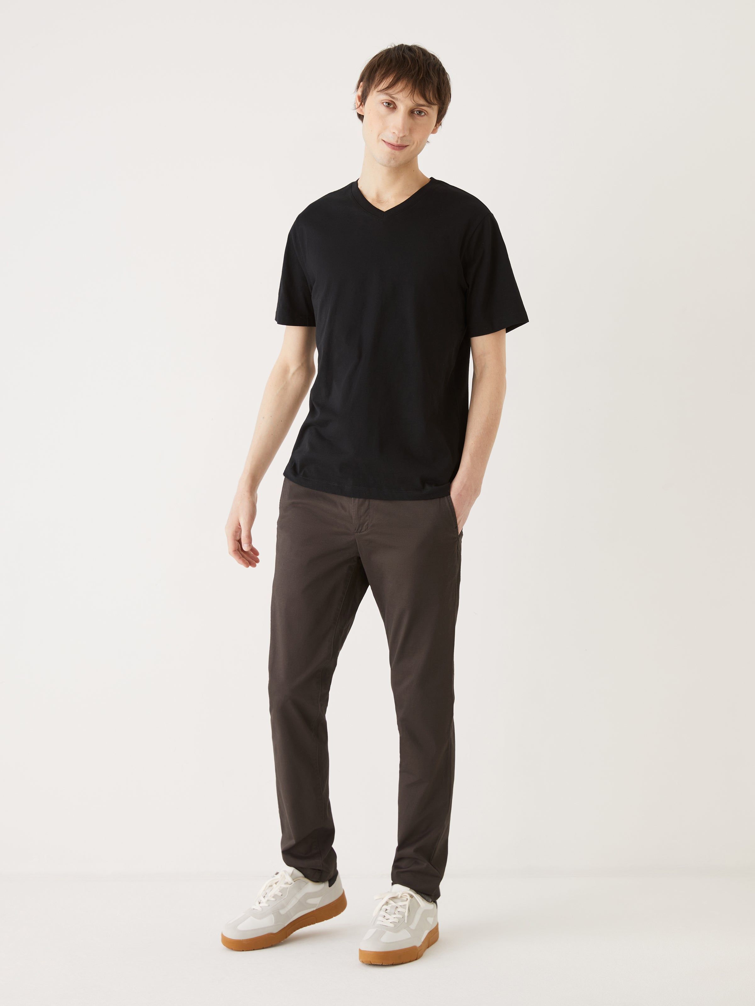 The Slim V-Neck T-Shirt in Black sold by Frank & Oak