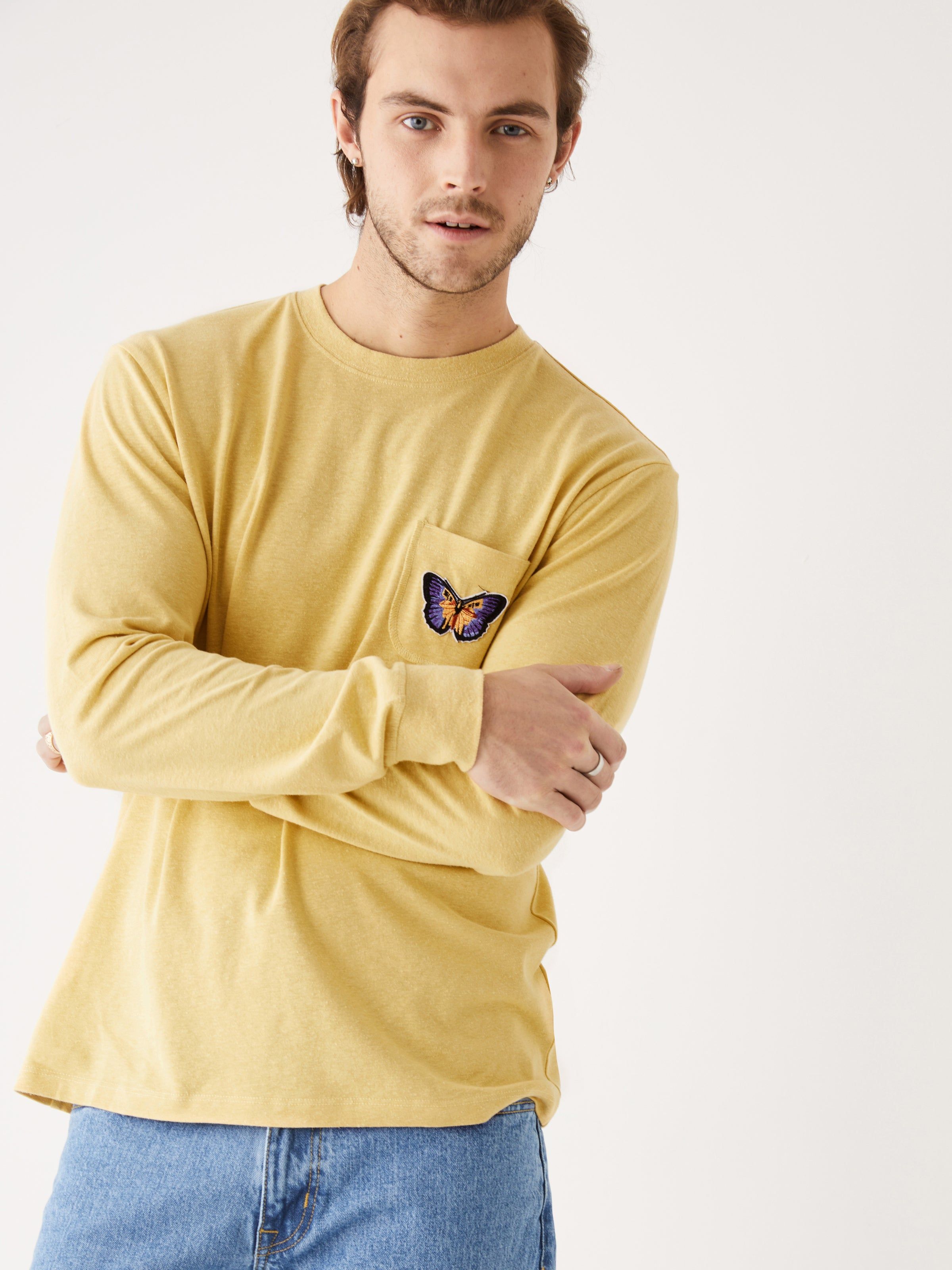 The Relaxed Long-Sleeve Hemp T-Shirt in Green mustard sold by Frank & Oak product image thumbnail 3