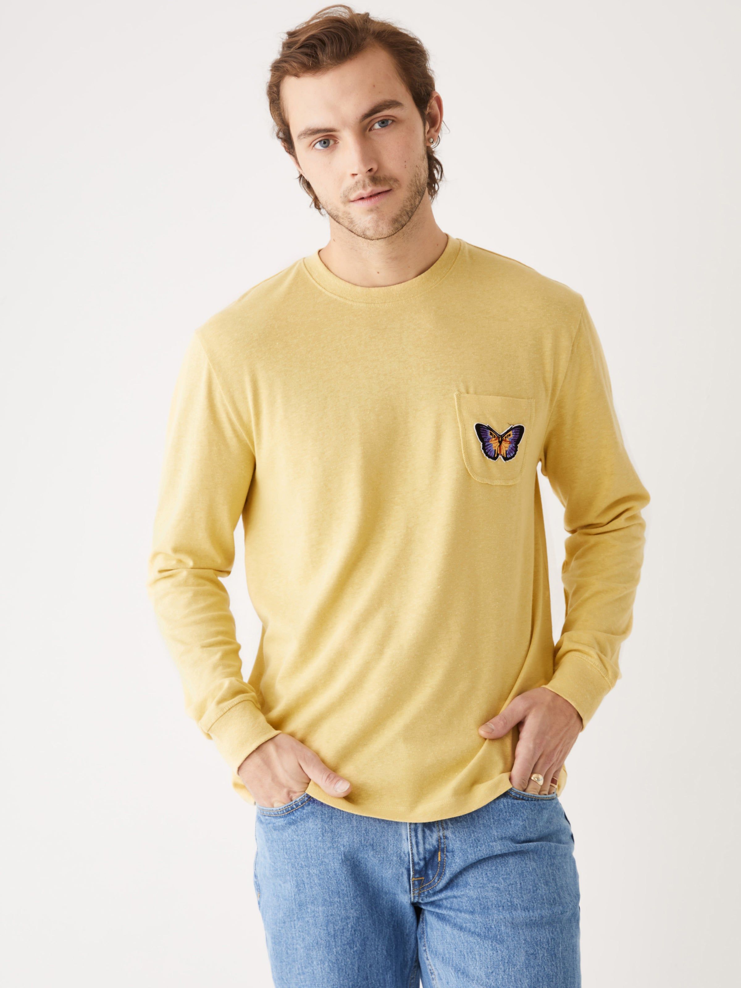 The Relaxed Long-Sleeve Hemp T-Shirt in Green mustard sold by Frank & Oak