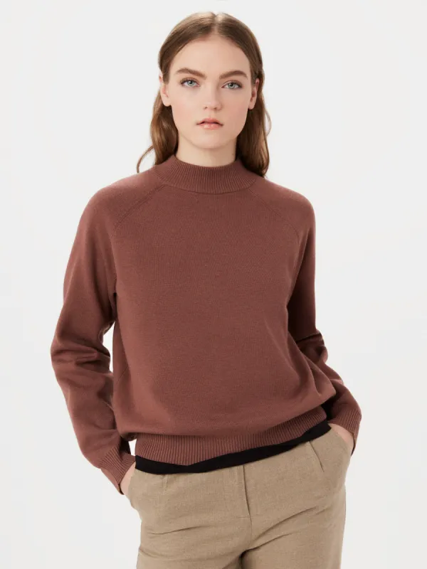 The Compact Mock Neck Sweater in Chestnut sold by Frank & Oak