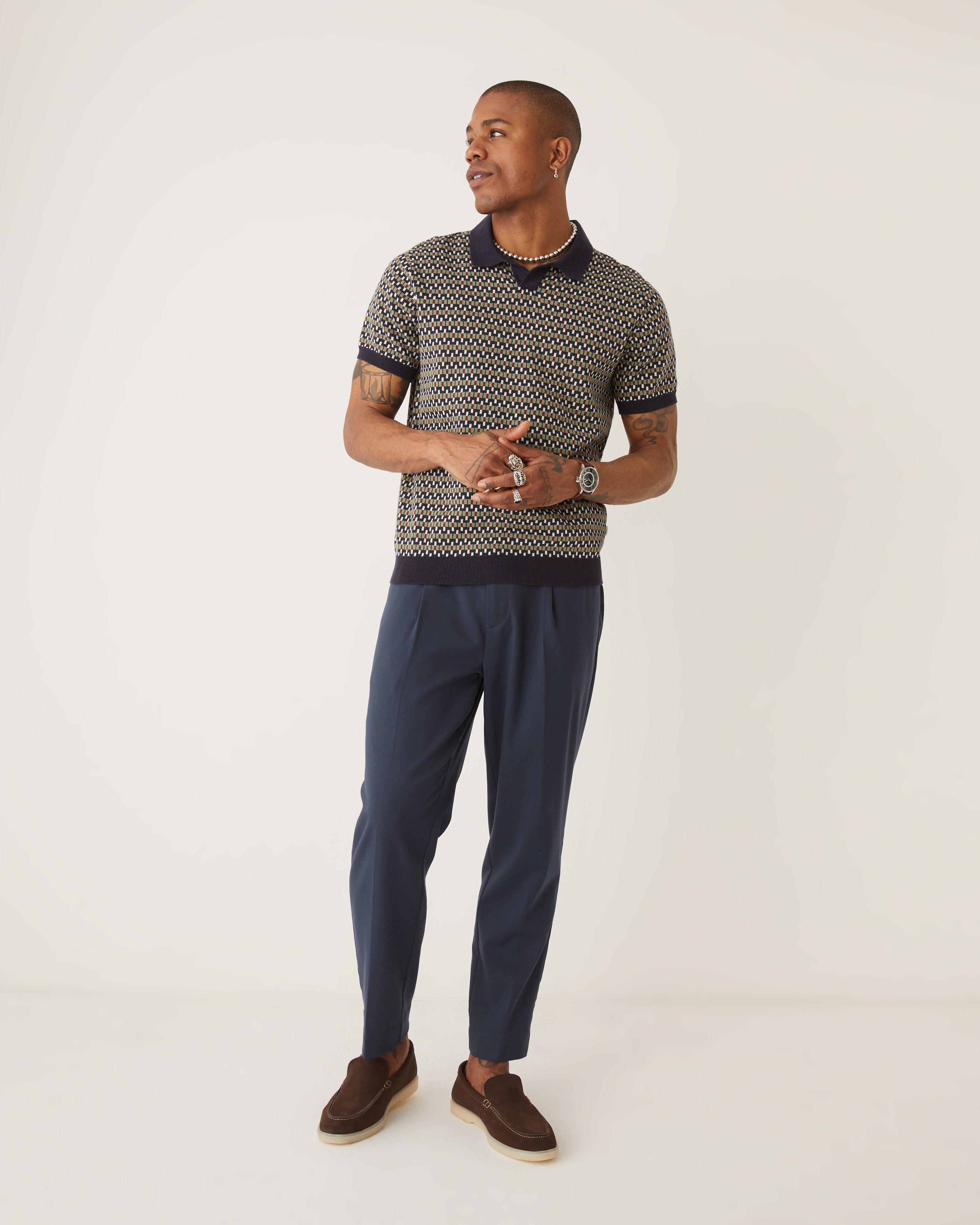 The Jacquard Polo Knit in Navy sold by Frank & Oak product image thumbnail 3