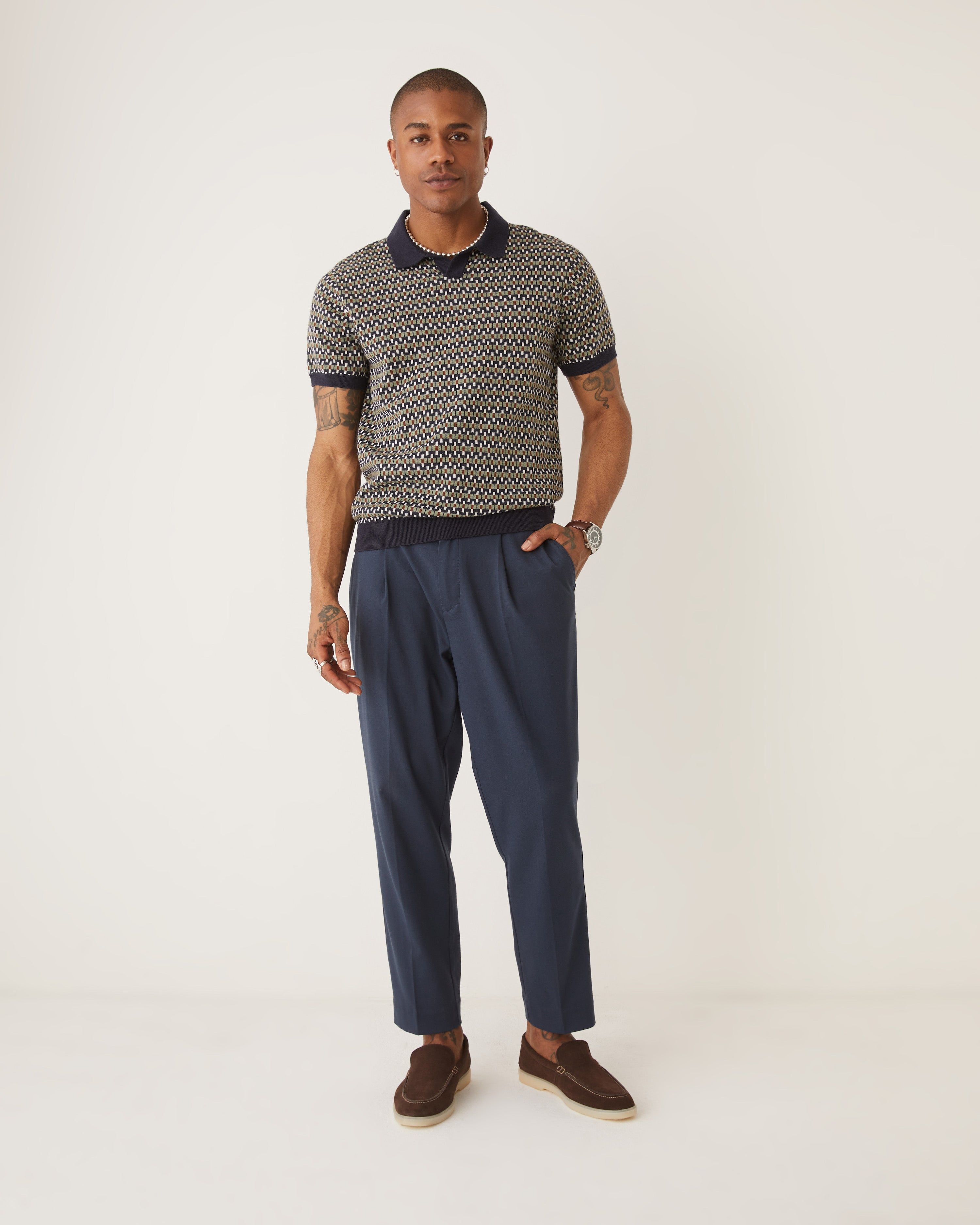 The Jacquard Polo Knit in Navy sold by Frank & Oak product image thumbnail 2