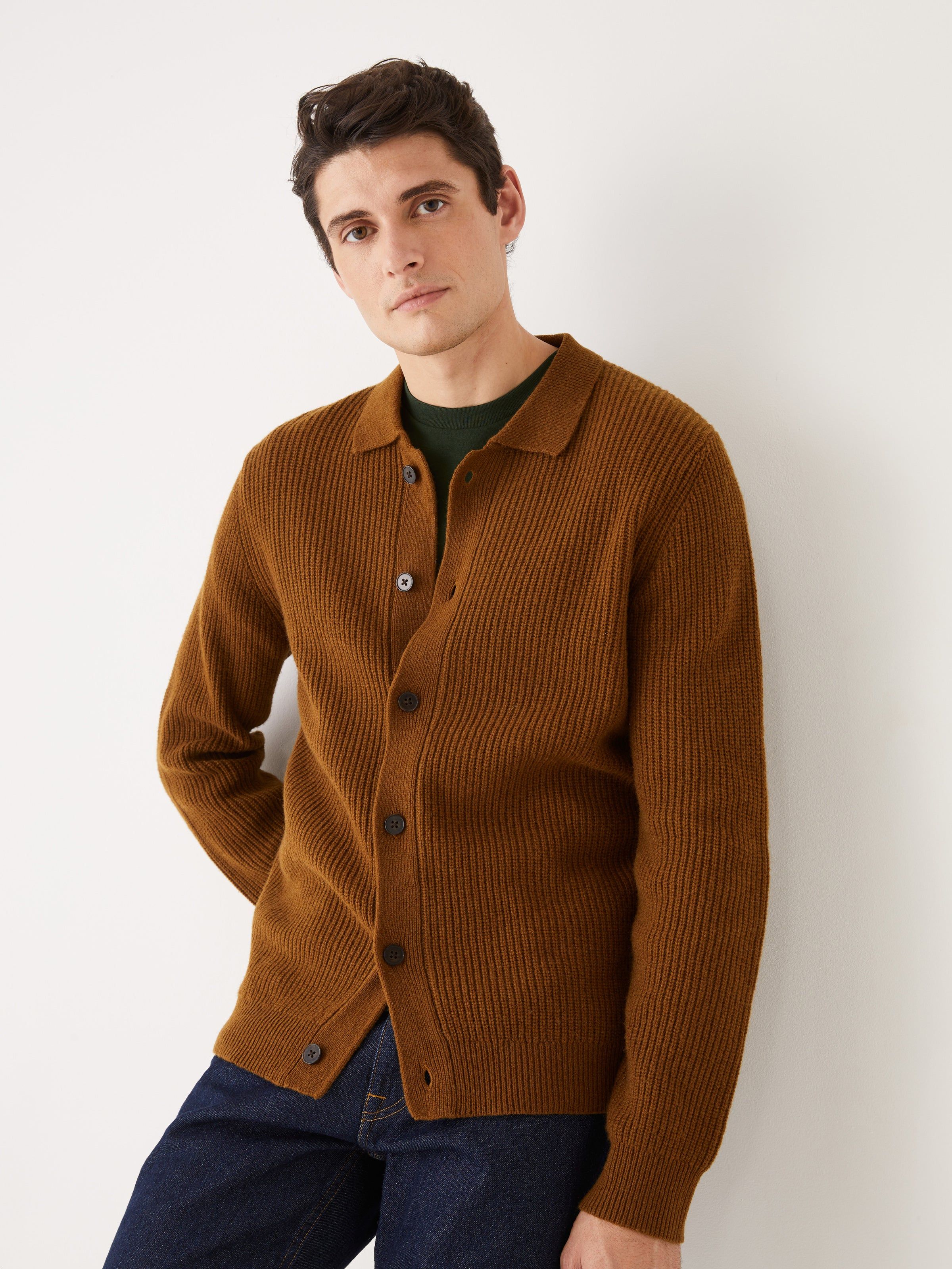 The Lambswool Overshirt in Caramel sold by Frank & Oak