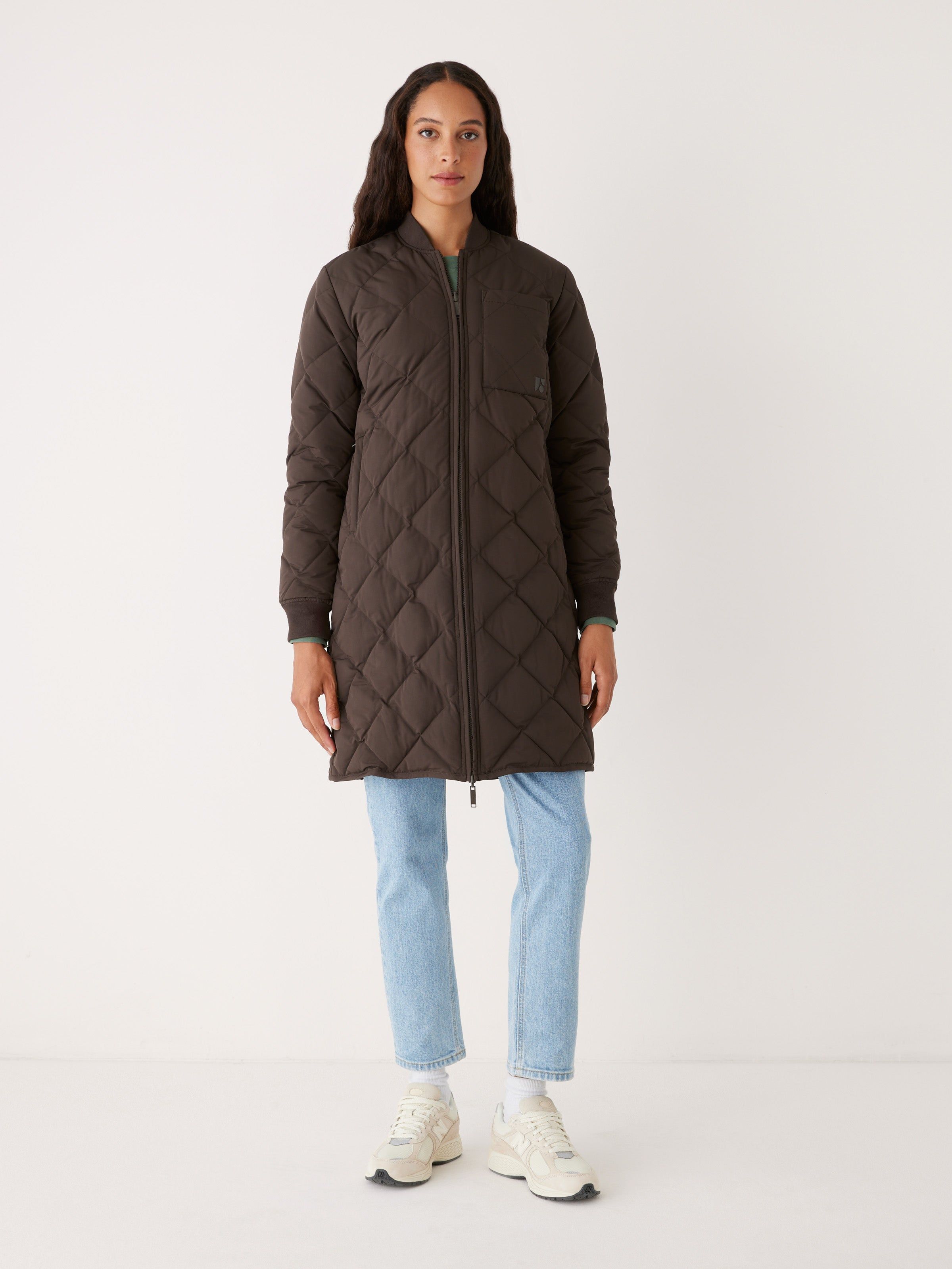 The Skyline Reversible Maxi Bomber in Espresso sold by Frank & Oak