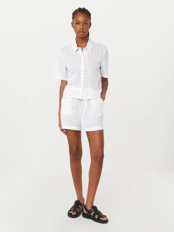 The Cropped Seersucker Shirt in Bright White sold by Frank & Oak