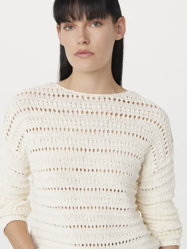 The Openwork Boat Neck Sweater in Cream sold by Frank & Oak