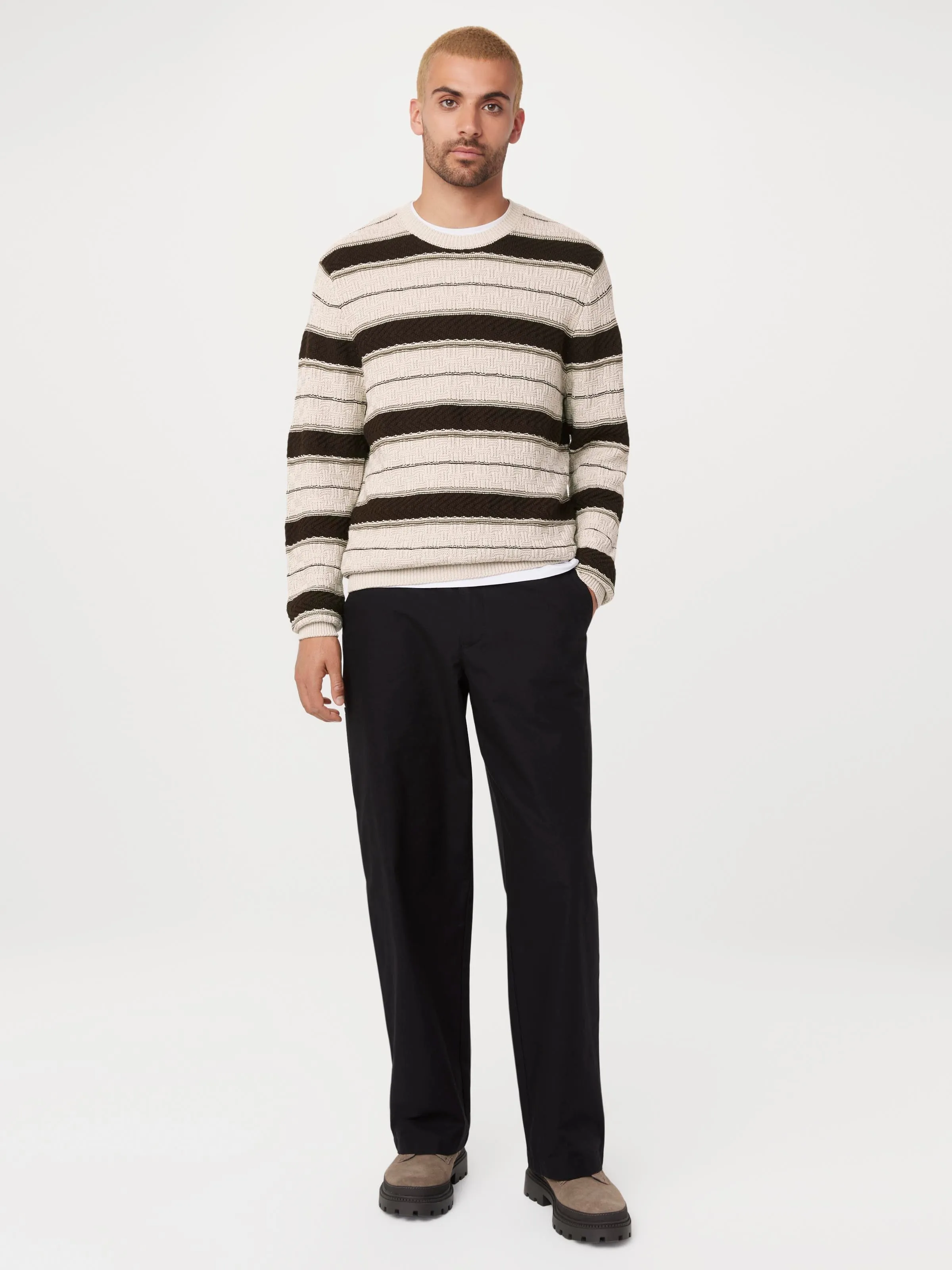 The Striped Crewneck in Light Beige sold by Frank & Oak product image thumbnail 2