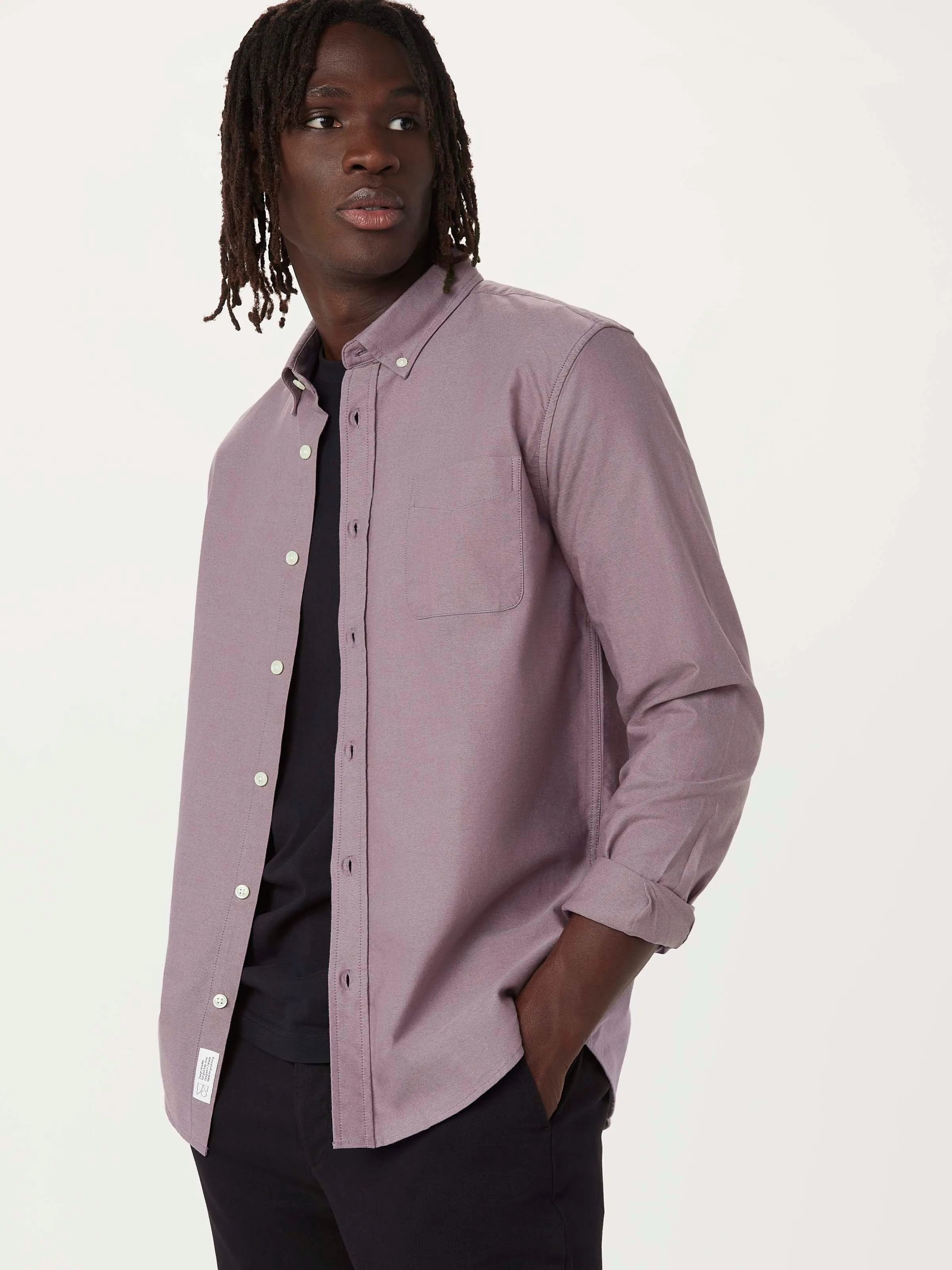 The Jasper Oxford Shirt in Lilac Grey sold by Frank & Oak