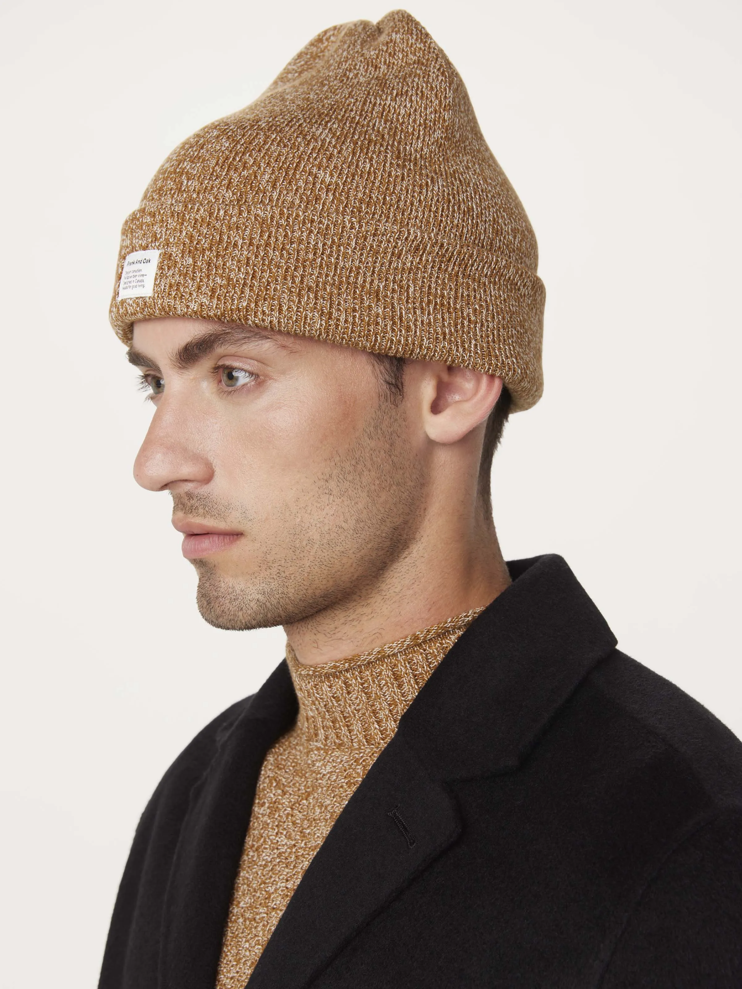 The Cotton Knit Beanie in Pumpkin Spice sold by Frank & Oak