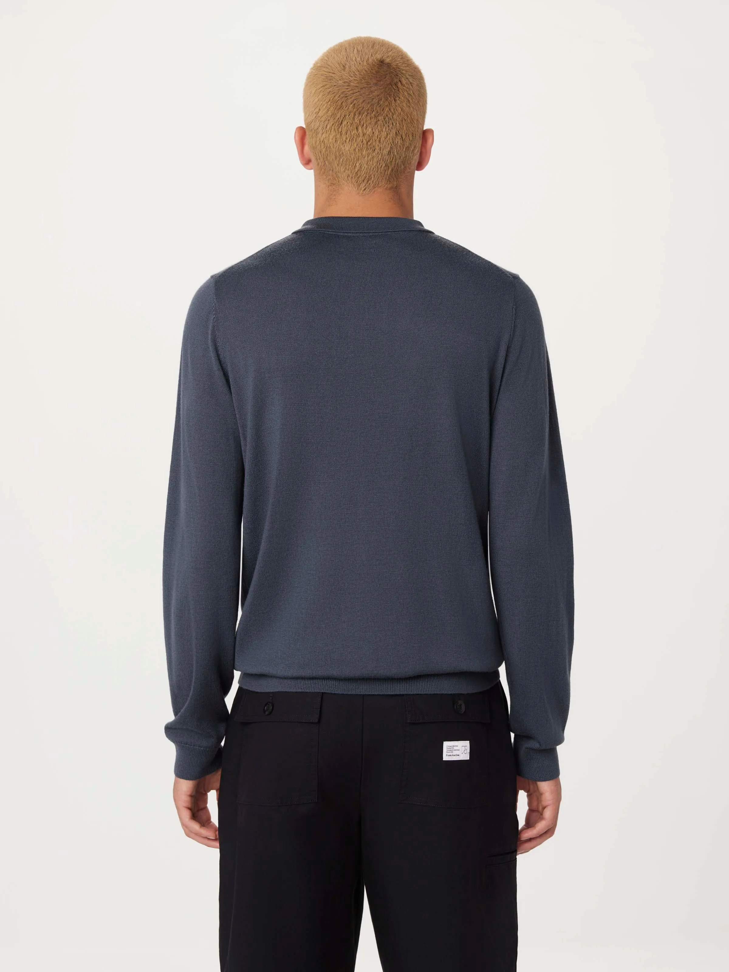 The Merino Polo Sweater in Steel Blue sold by Frank & Oak product image thumbnail 4