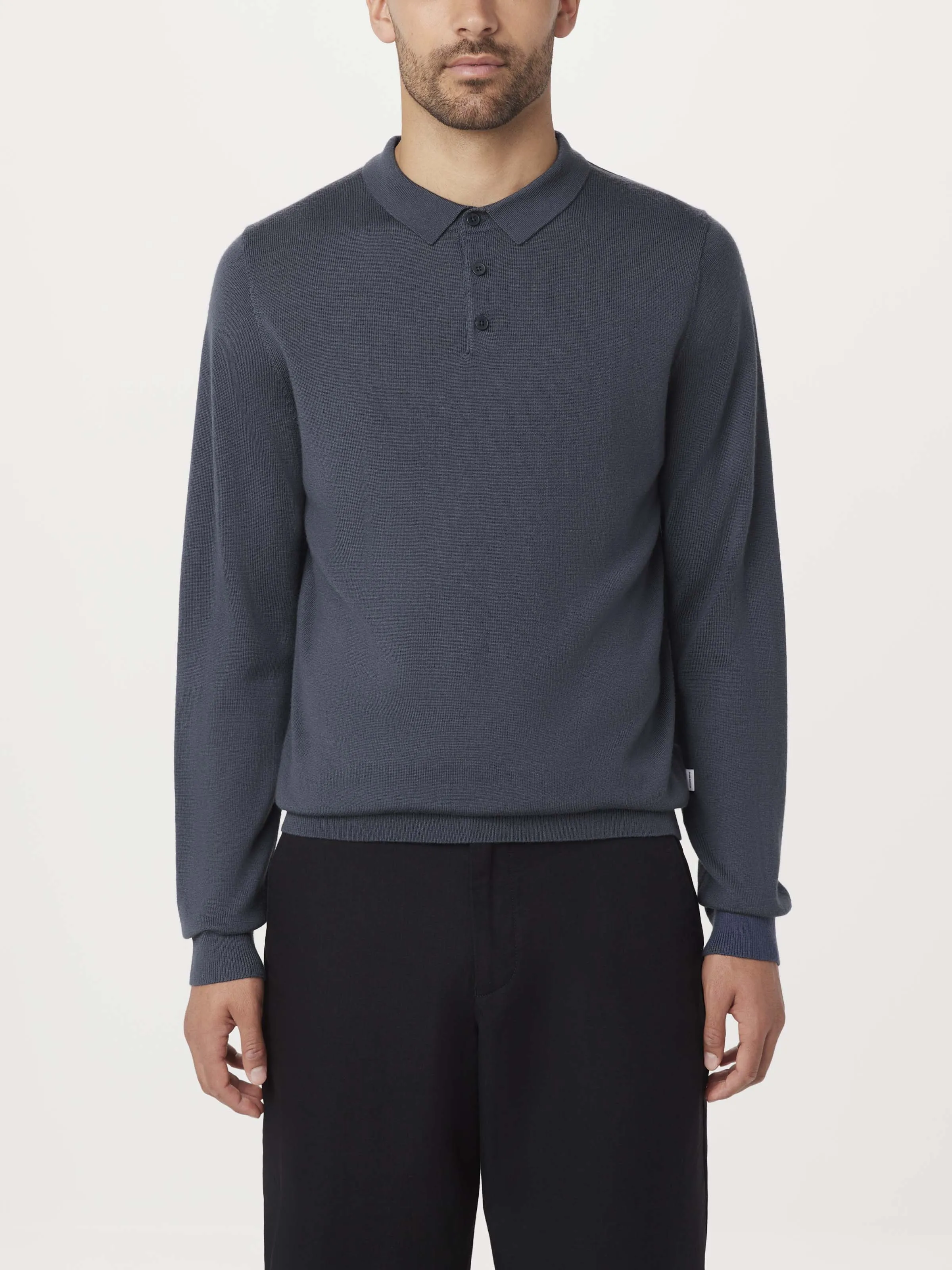The Merino Polo Sweater in Steel Blue sold by Frank & Oak product image thumbnail 3