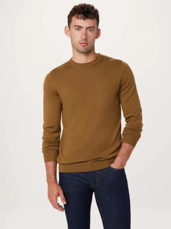The Merino Crewneck Sweater in Caramel sold by Frank & Oak