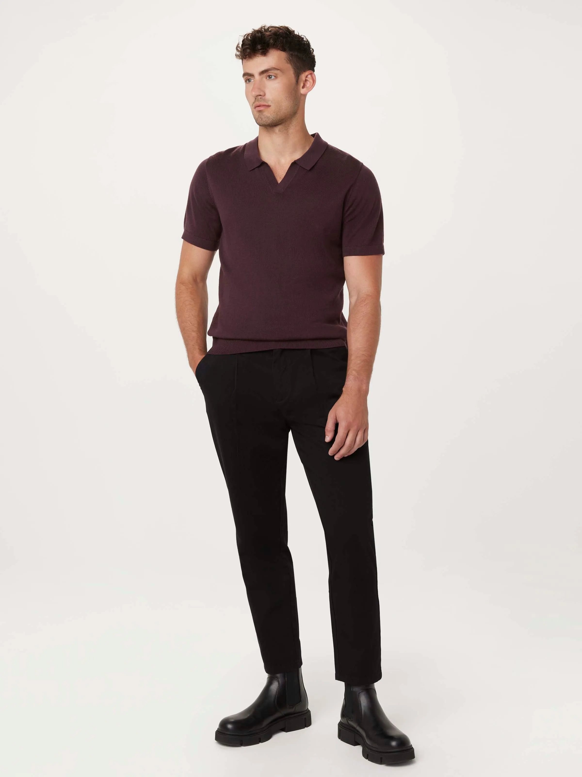 The Johnny Collar Merino Polo in Purple sold by Frank & Oak product image thumbnail 2