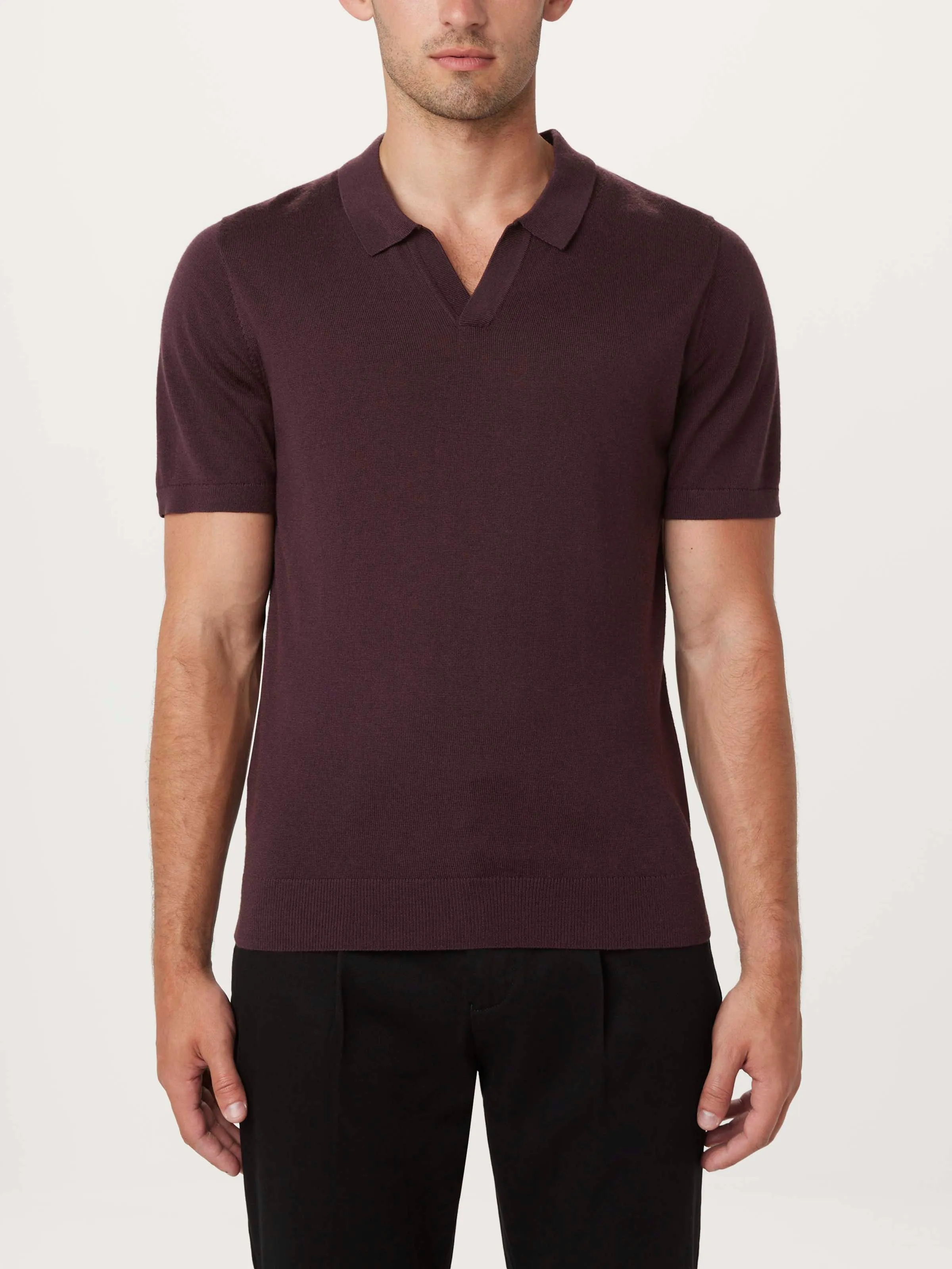 The Johnny Collar Merino Polo in Purple sold by Frank & Oak product image thumbnail 3