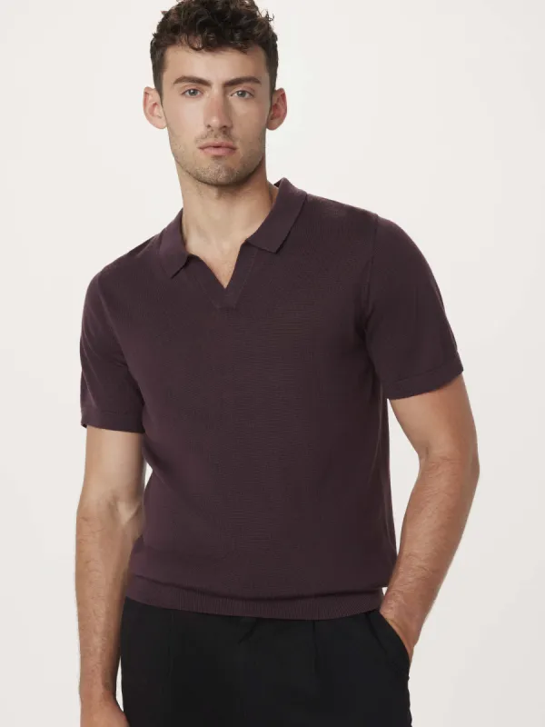 The Johnny Collar Merino Polo in Purple sold by Frank & Oak