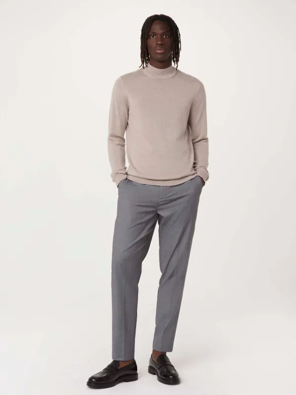 The Merino Mock Neck Sweater in Light Beige sold by Frank & Oak