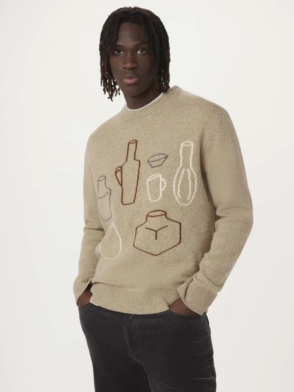 The Lambswool Intarsia Sweater in Natural Beige sold by Frank & Oak