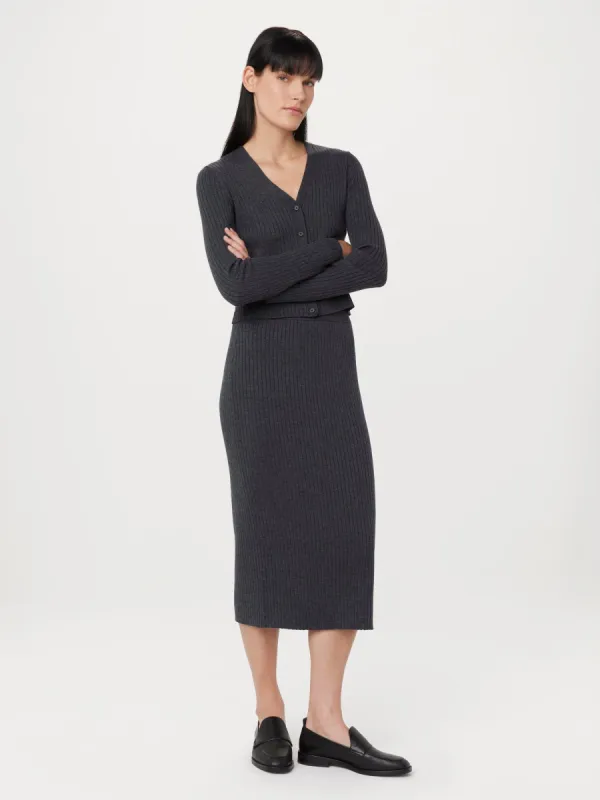 The Merino Sweater Skirt in Charcoal Grey sold by Frank & Oak