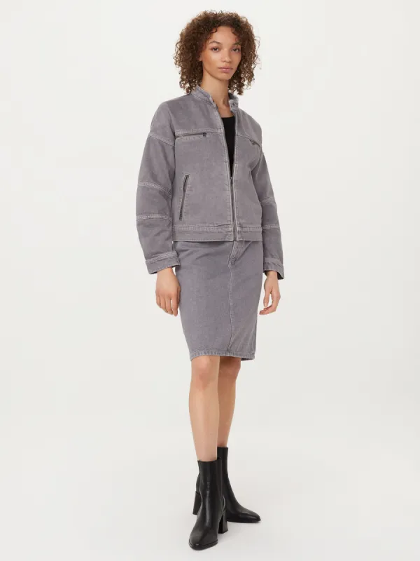 The Biker Denim Jacket in Light Grey sold by Frank & Oak