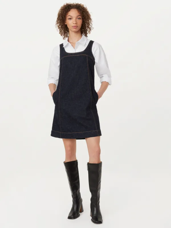 The Pinafore Denim Dress in Dark Wash sold by Frank & Oak
