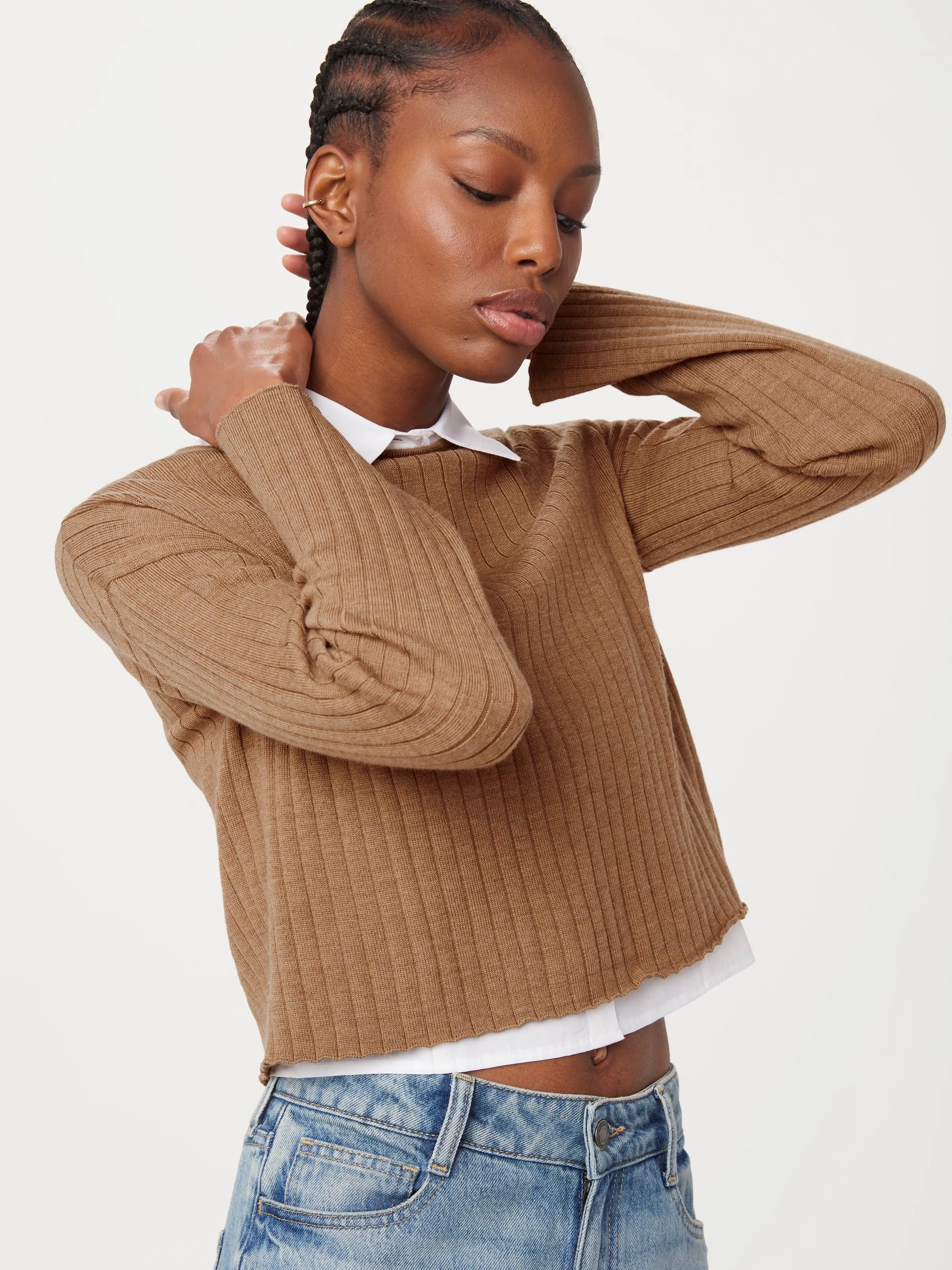 The Merino Wool Cropped Sweater in Nutmeg sold by Frank & Oak product image thumbnail 3