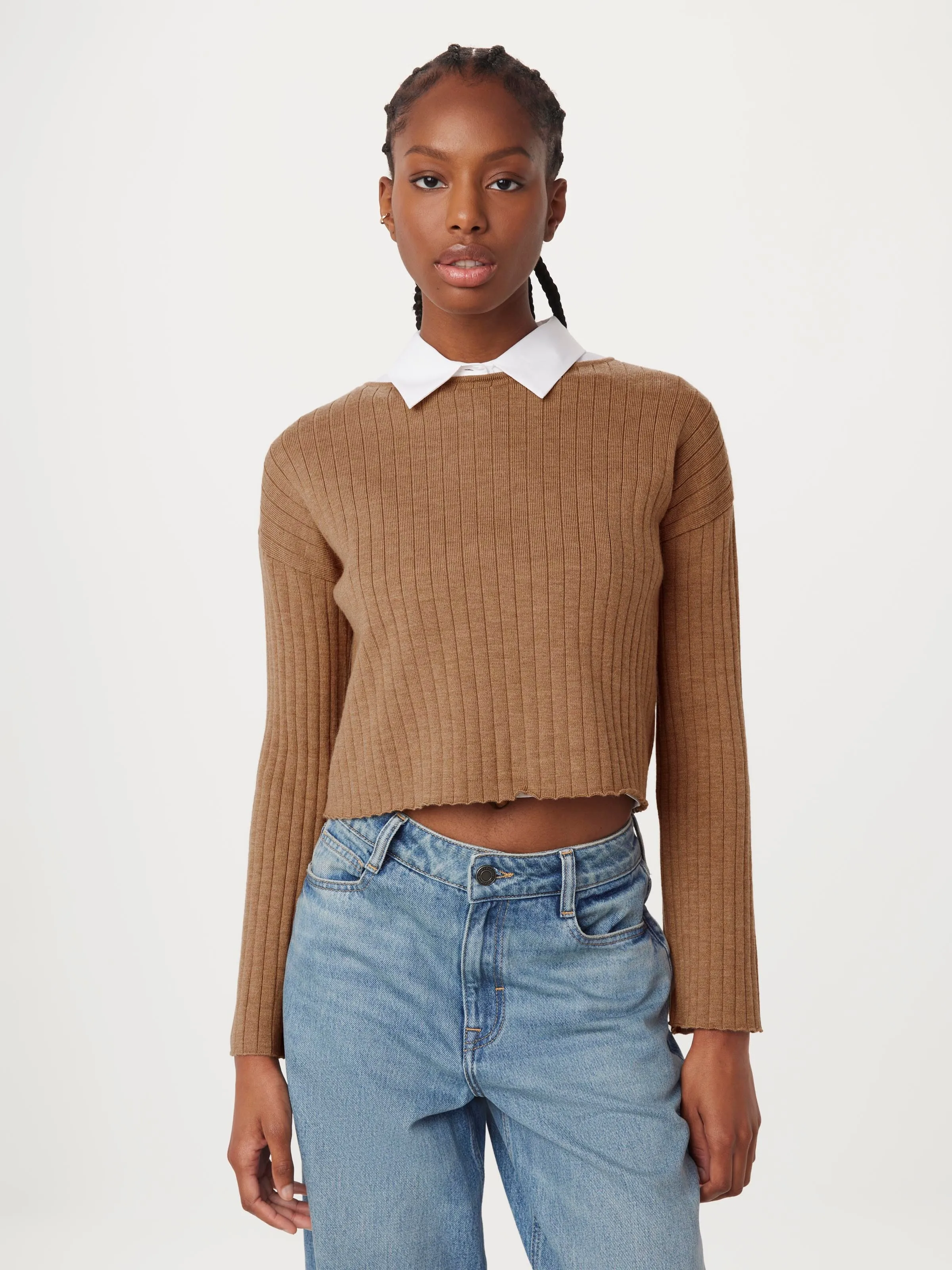 The Merino Wool Cropped Sweater in Nutmeg sold by Frank & Oak product image thumbnail 2