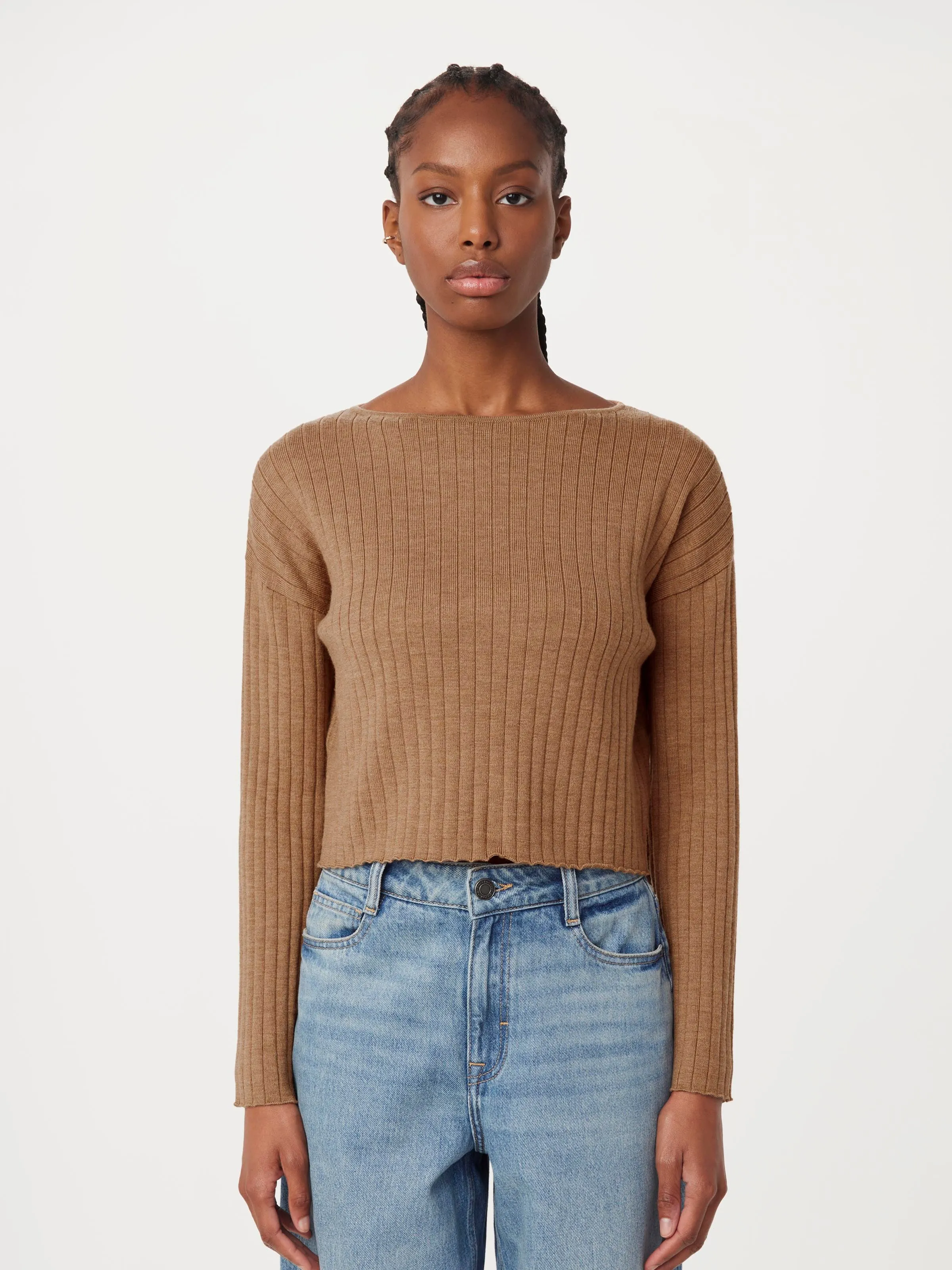 The Merino Wool Cropped Sweater in Nutmeg sold by Frank & Oak product image thumbnail 4