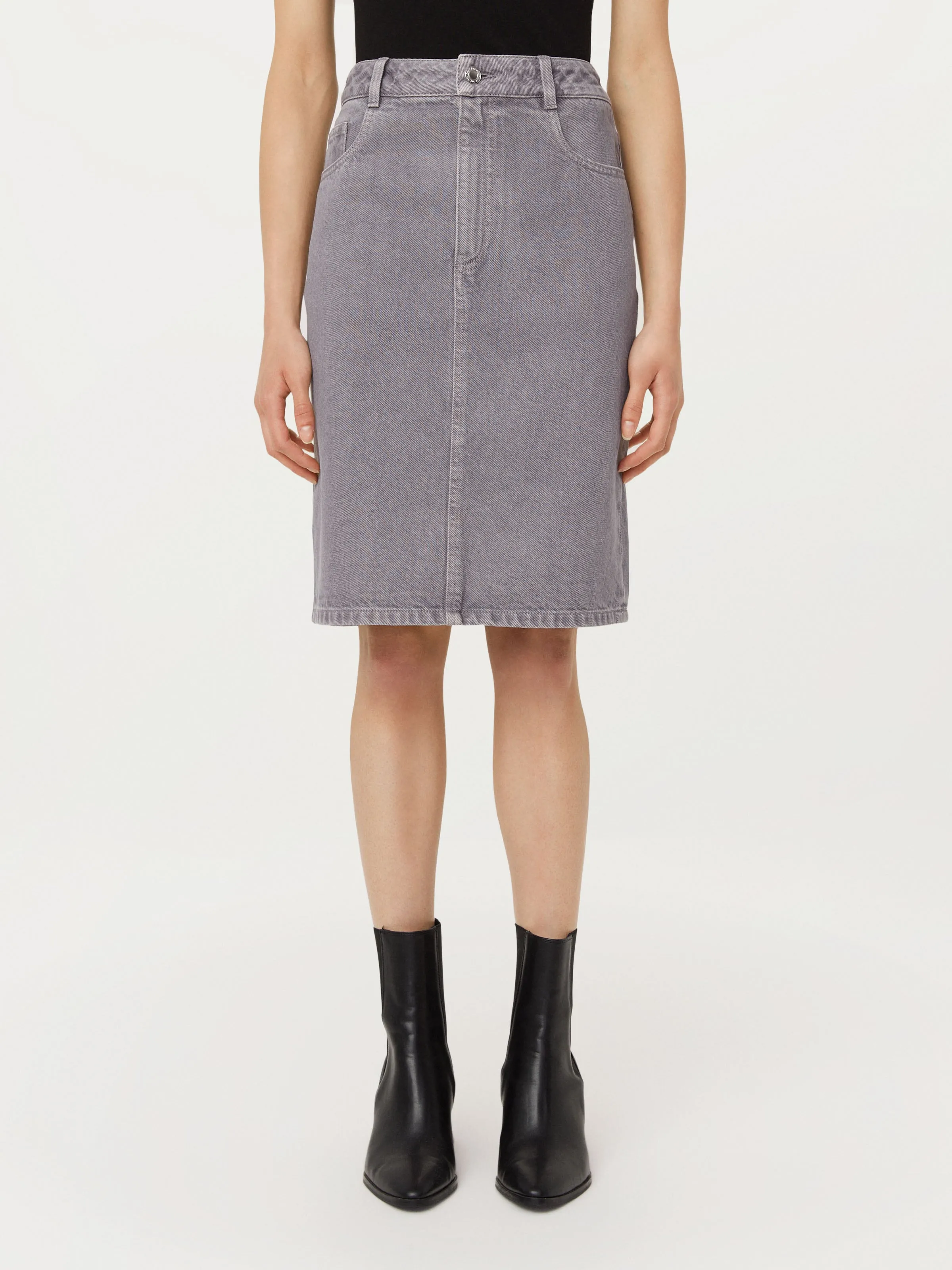 The Denim Midi Skirt in Light Grey sold by Frank & Oak product image thumbnail 3