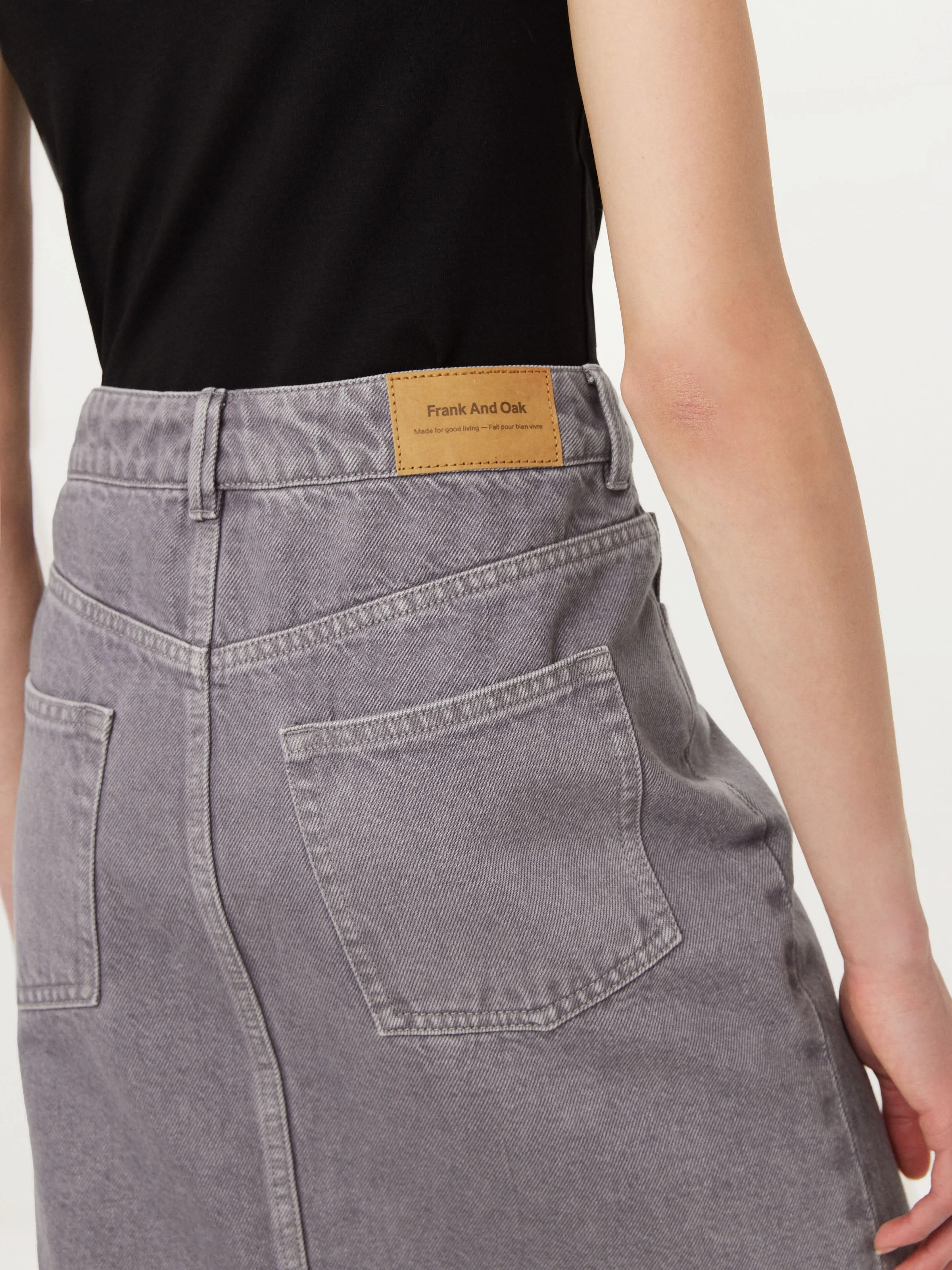 The Denim Midi Skirt in Light Grey sold by Frank & Oak product image thumbnail 5
