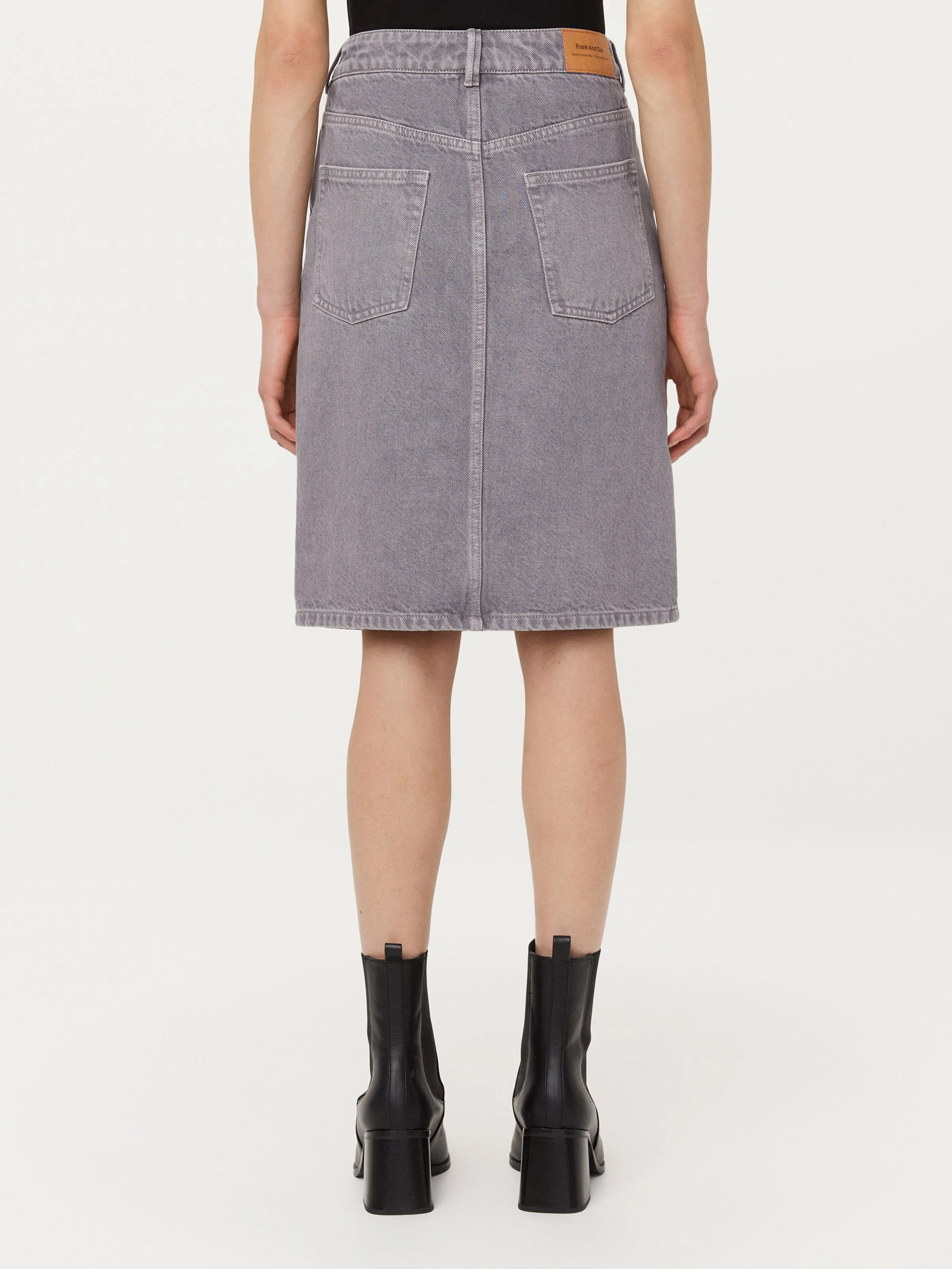 The Denim Midi Skirt in Light Grey sold by Frank & Oak product image thumbnail 4