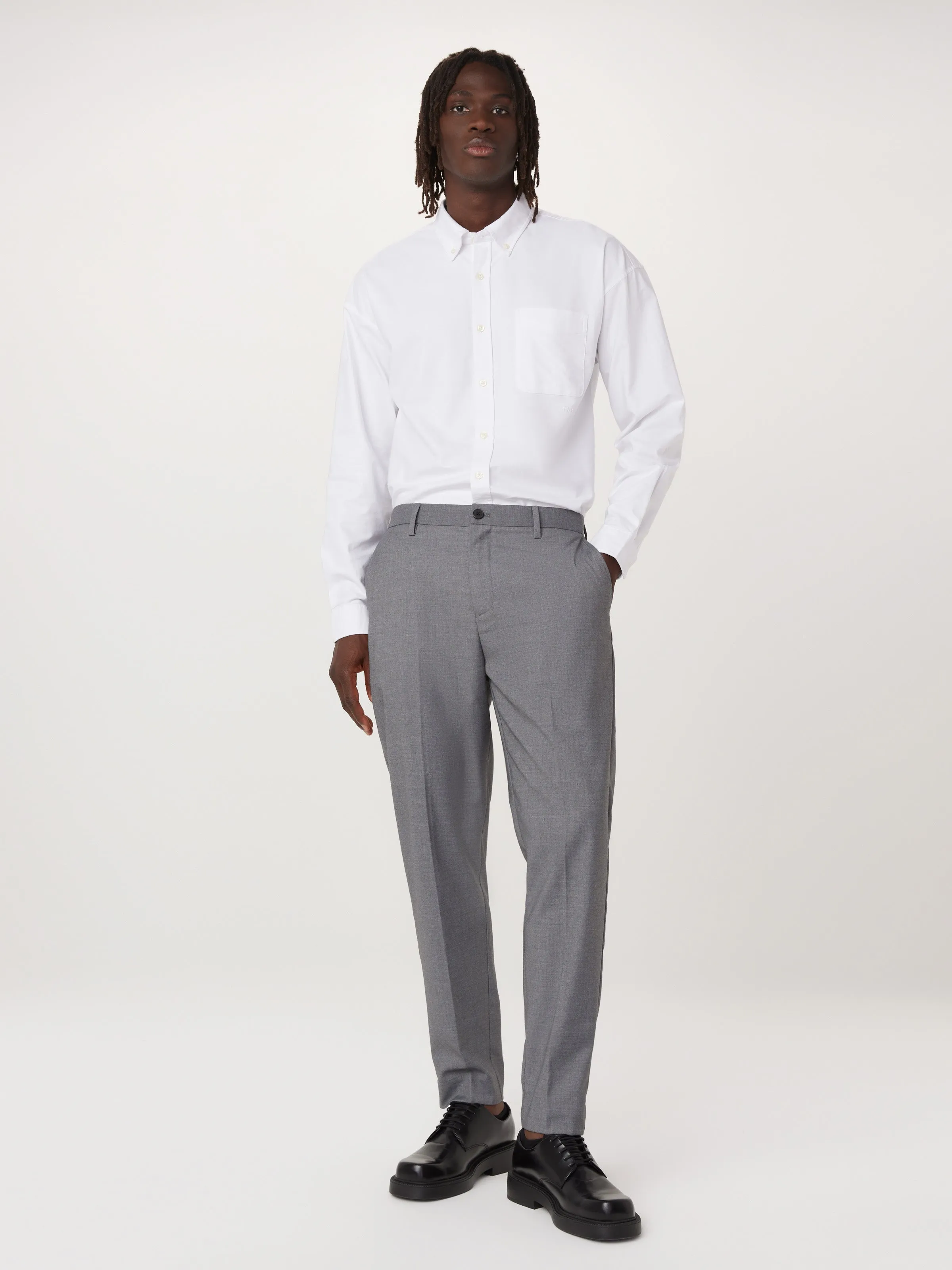 The Loose Oxford Shirt in White sold by Frank & Oak