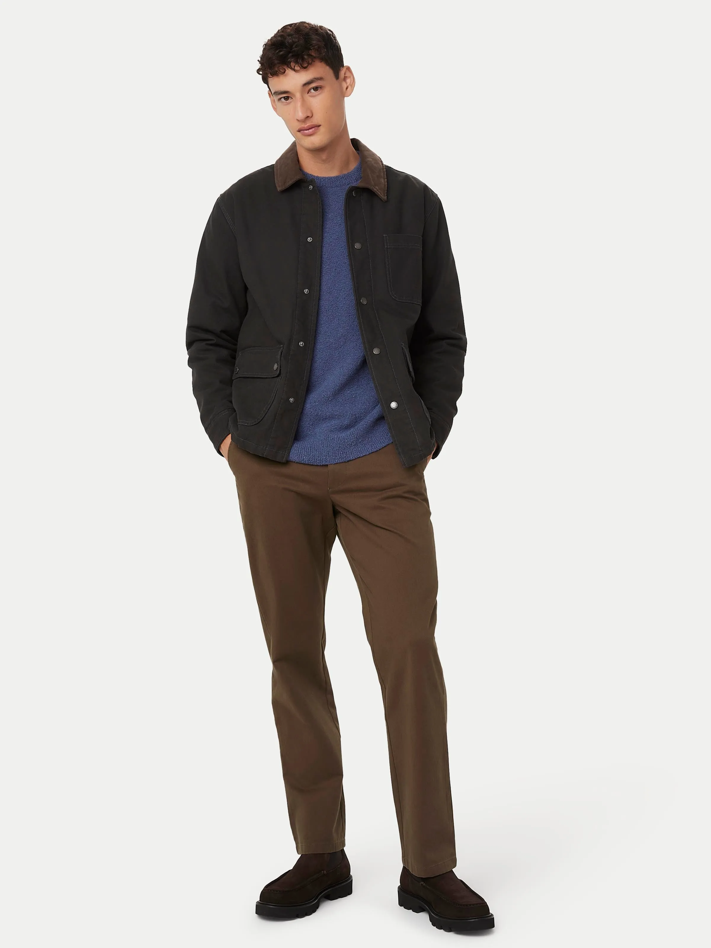 The Joey Straight Chino Pant in Chocolate brown sold by Frank & Oak