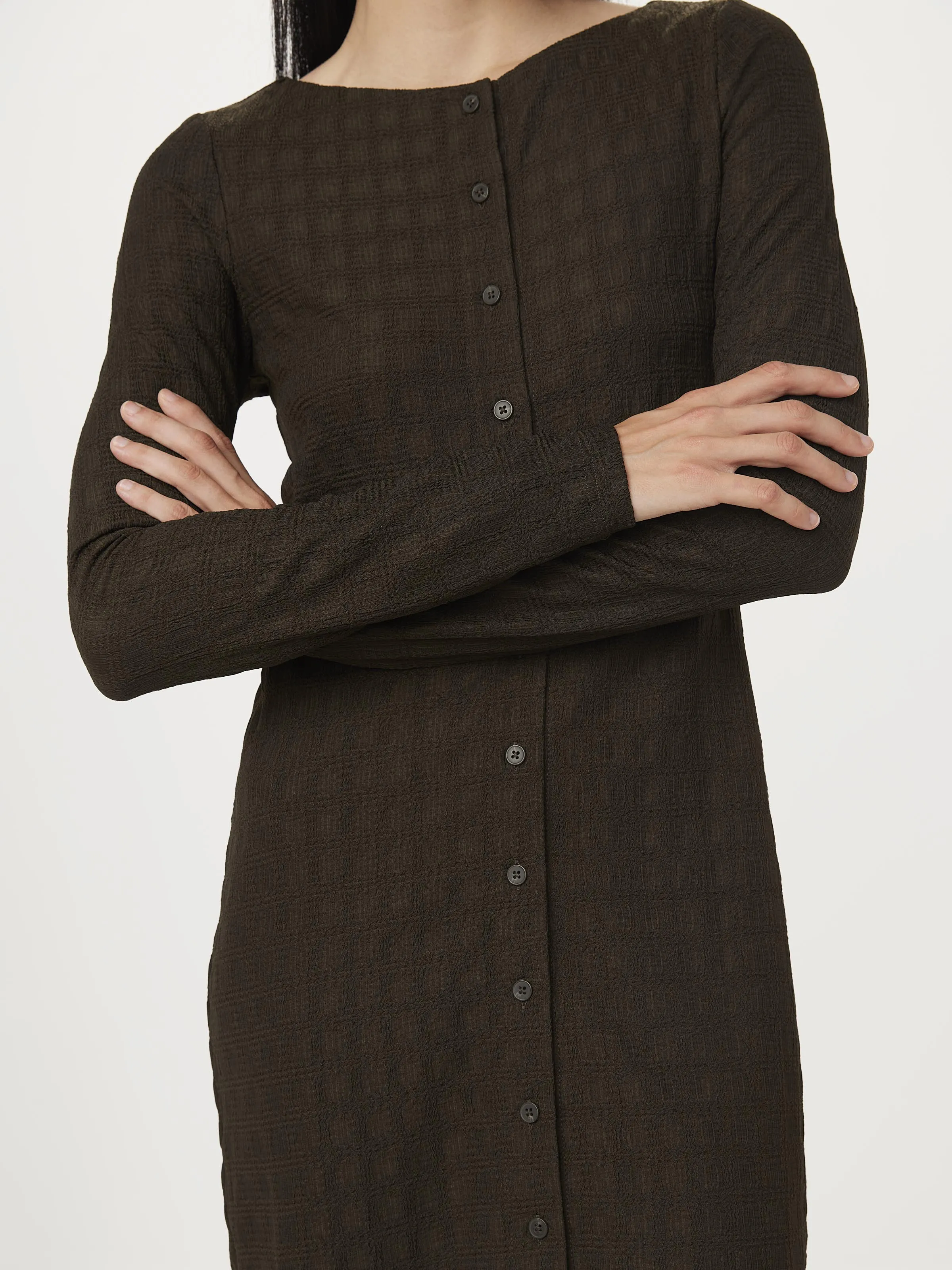 The Buttoned Mini Dress in Brown Black sold by Frank & Oak product image thumbnail 2