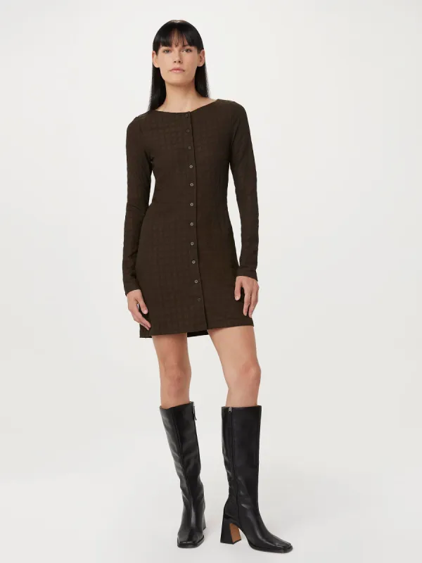 The Buttoned Mini Dress in Brown Black sold by Frank & Oak