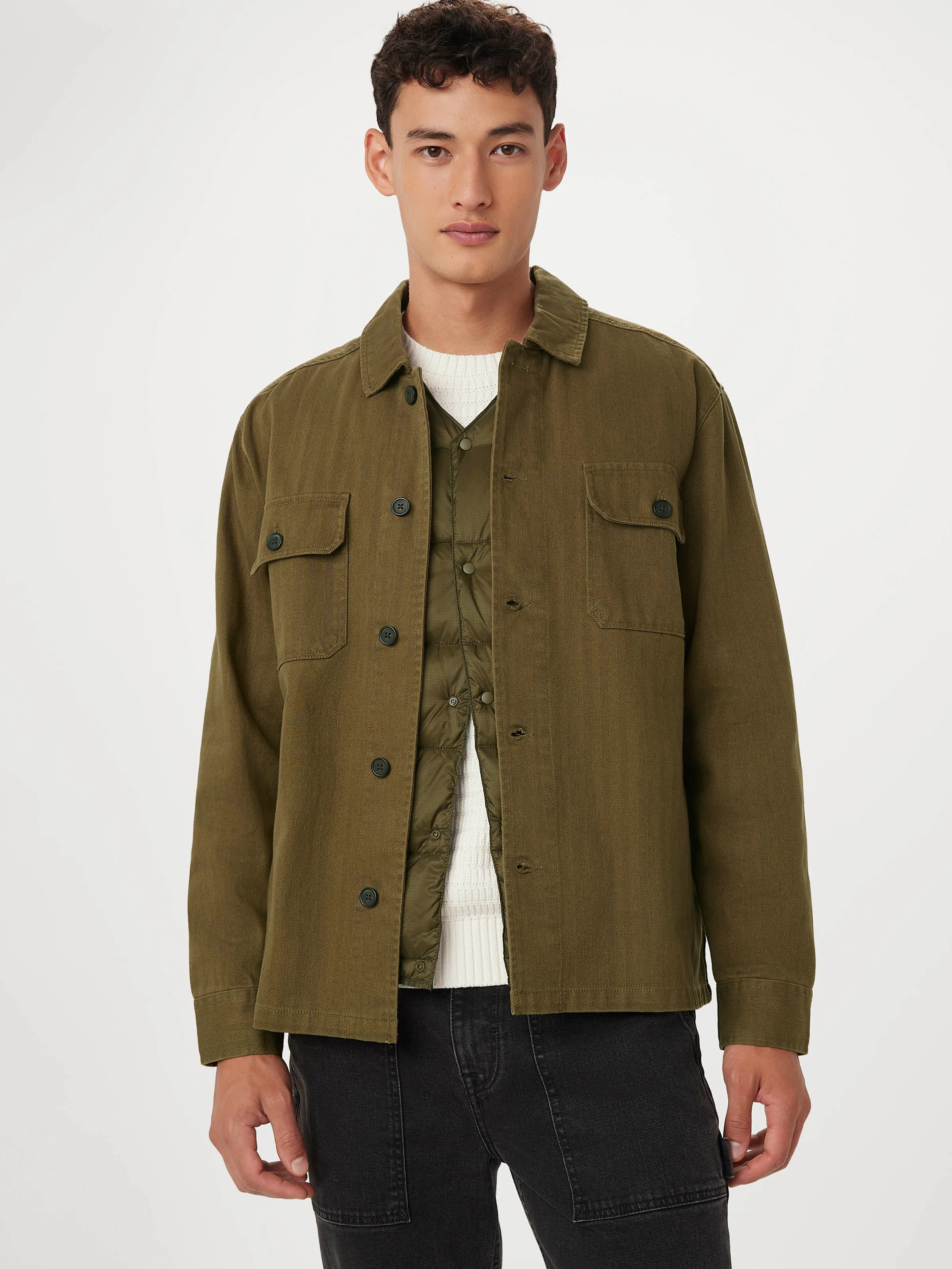 The Herringbone Overshirt in Olive sold by Frank & Oak product image thumbnail 2
