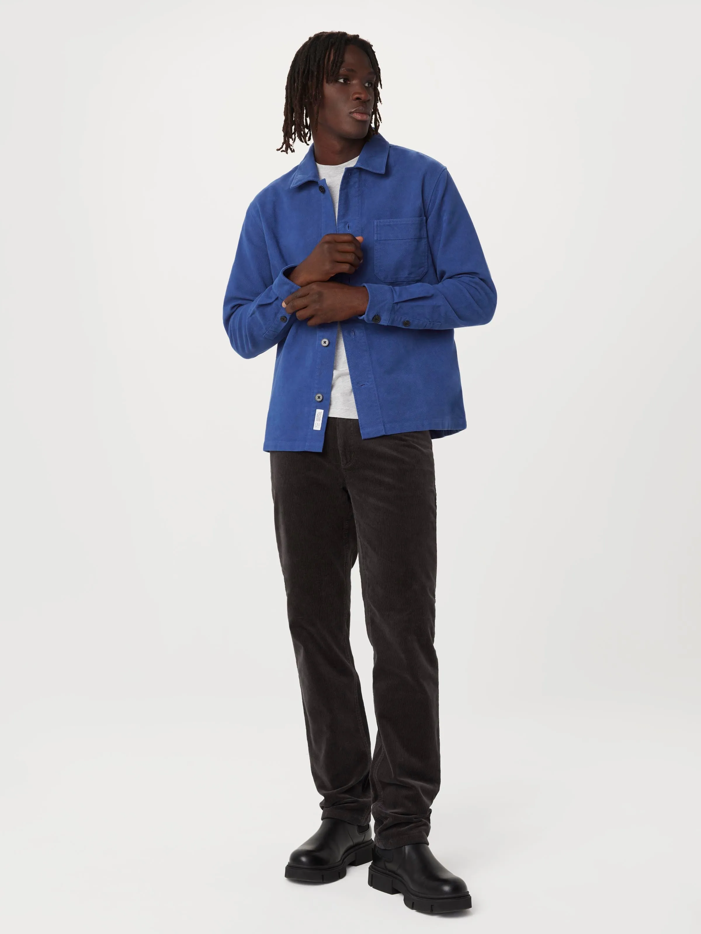 The Moleskin Shirt in Carpenter Blue sold by Frank & Oak