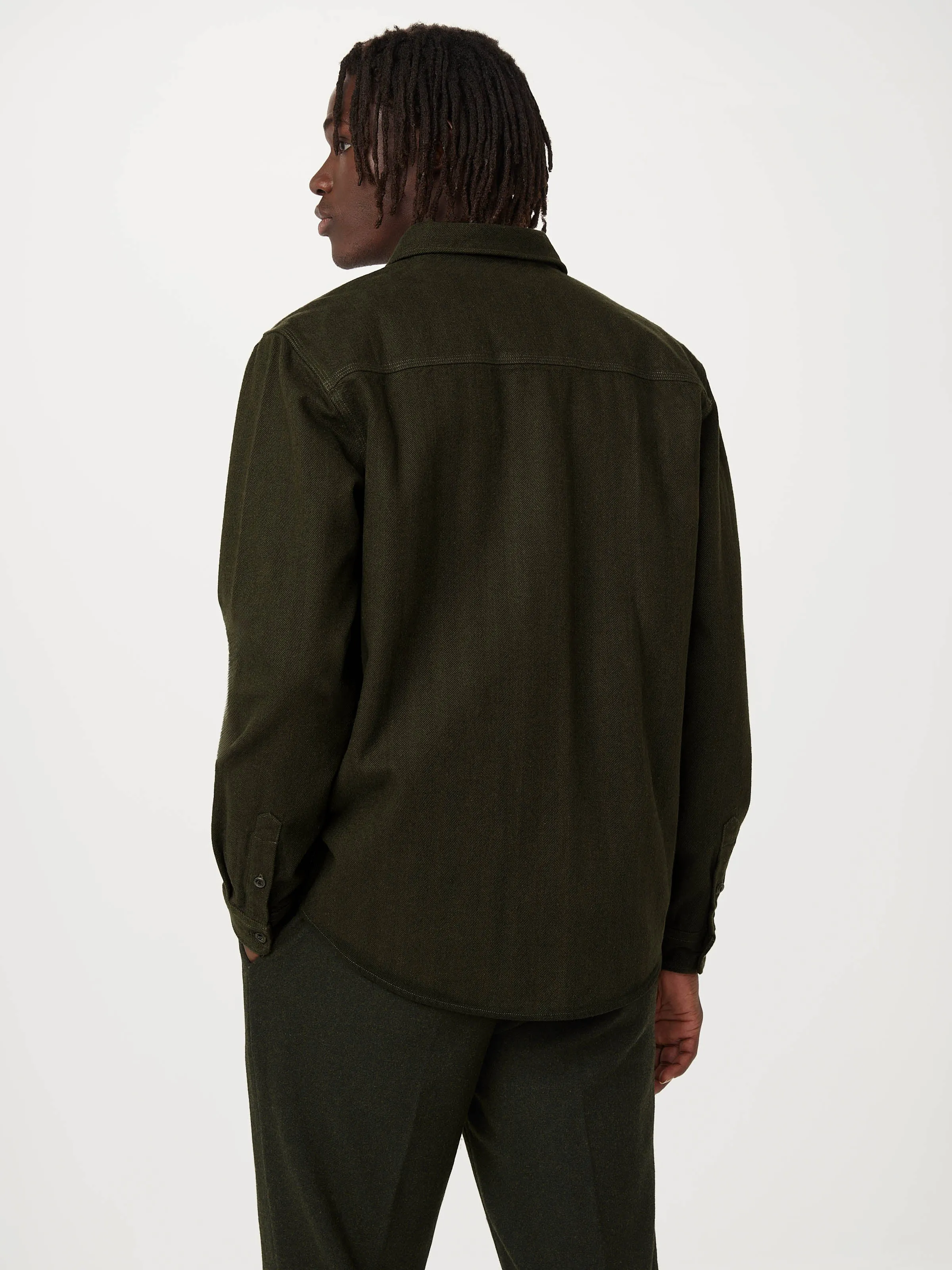 The Heavy Flannel Shirt in Dark Green sold by Frank & Oak product image thumbnail 4