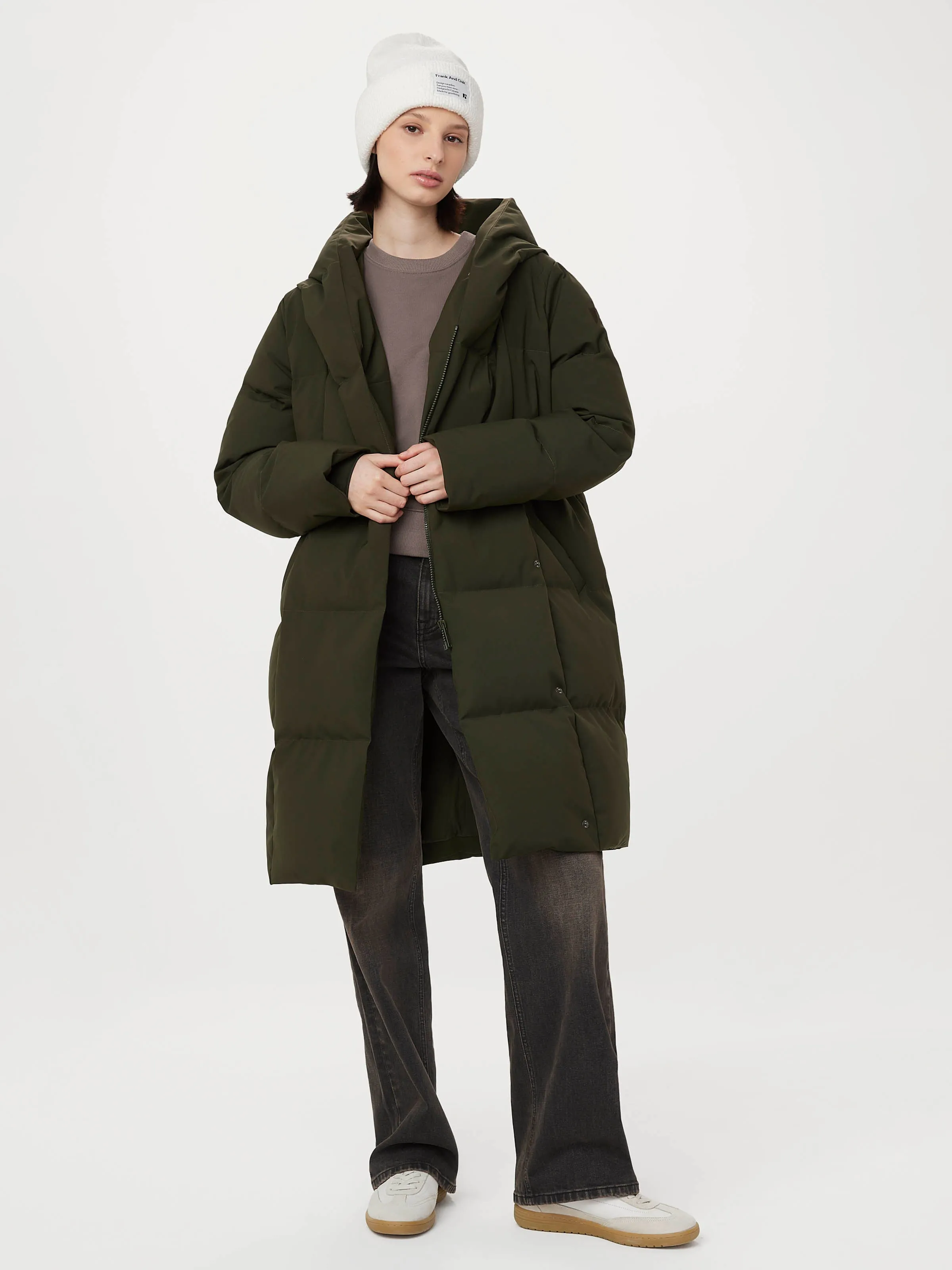 The Hygge Puffer Coat in Rosin sold by Frank & Oak