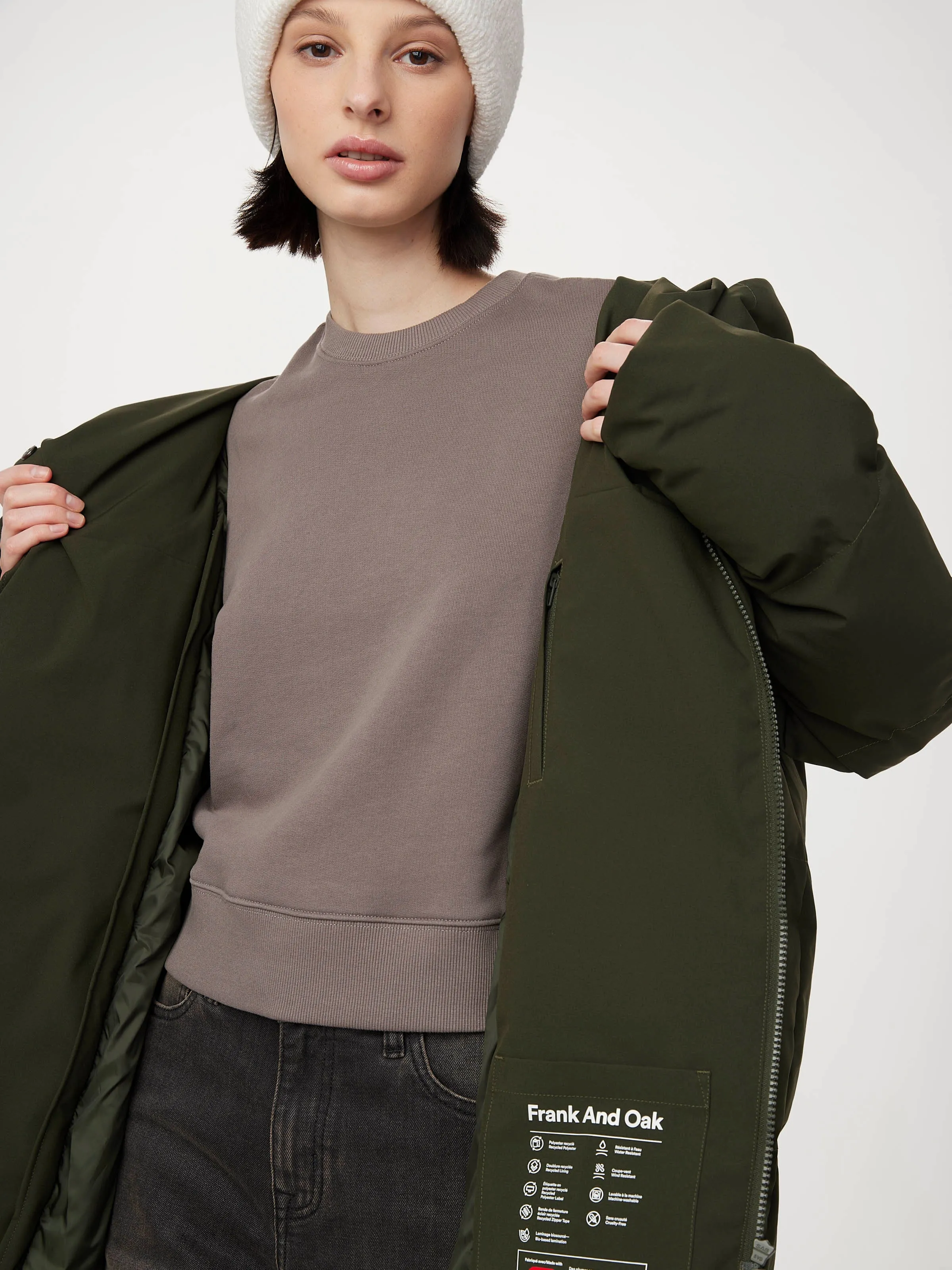 The Hygge Puffer Coat in Rosin sold by Frank & Oak product image thumbnail 5