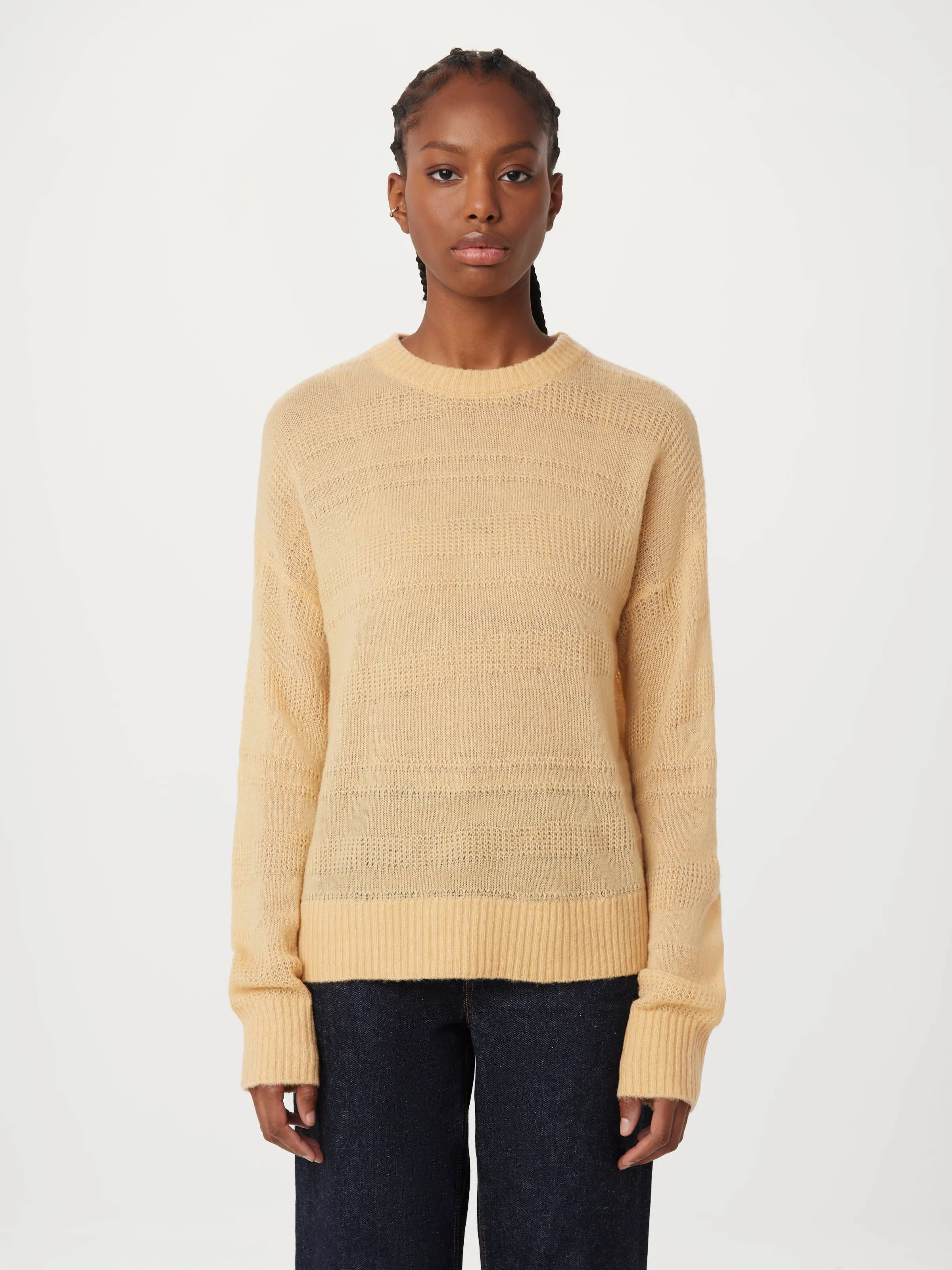 The Openwork Crewneck Sweater in Sandy Beige sold by Frank & Oak product image thumbnail 3