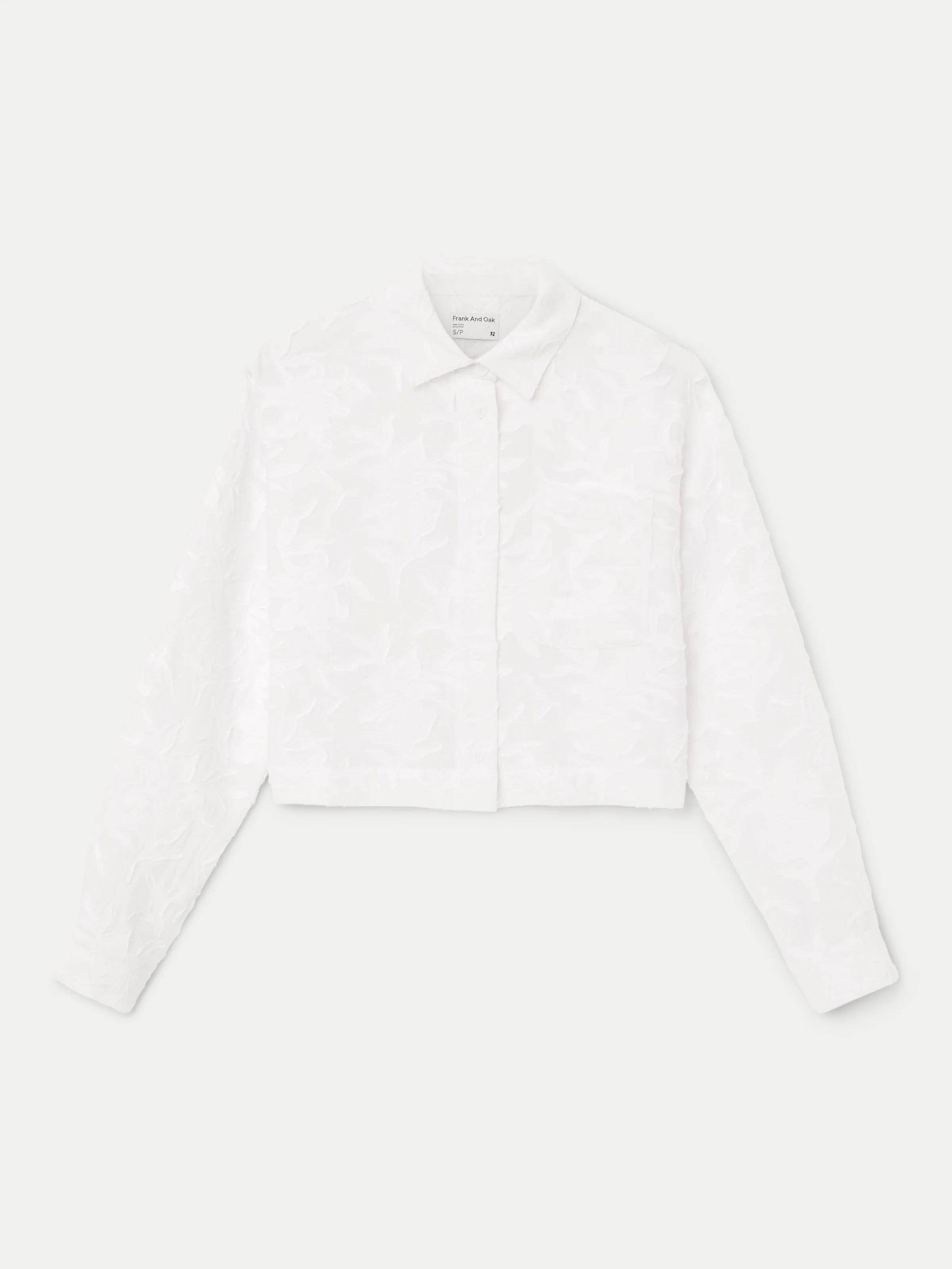 The Cropped Jacquard Shirt in White sold by Frank & Oak product image thumbnail 4