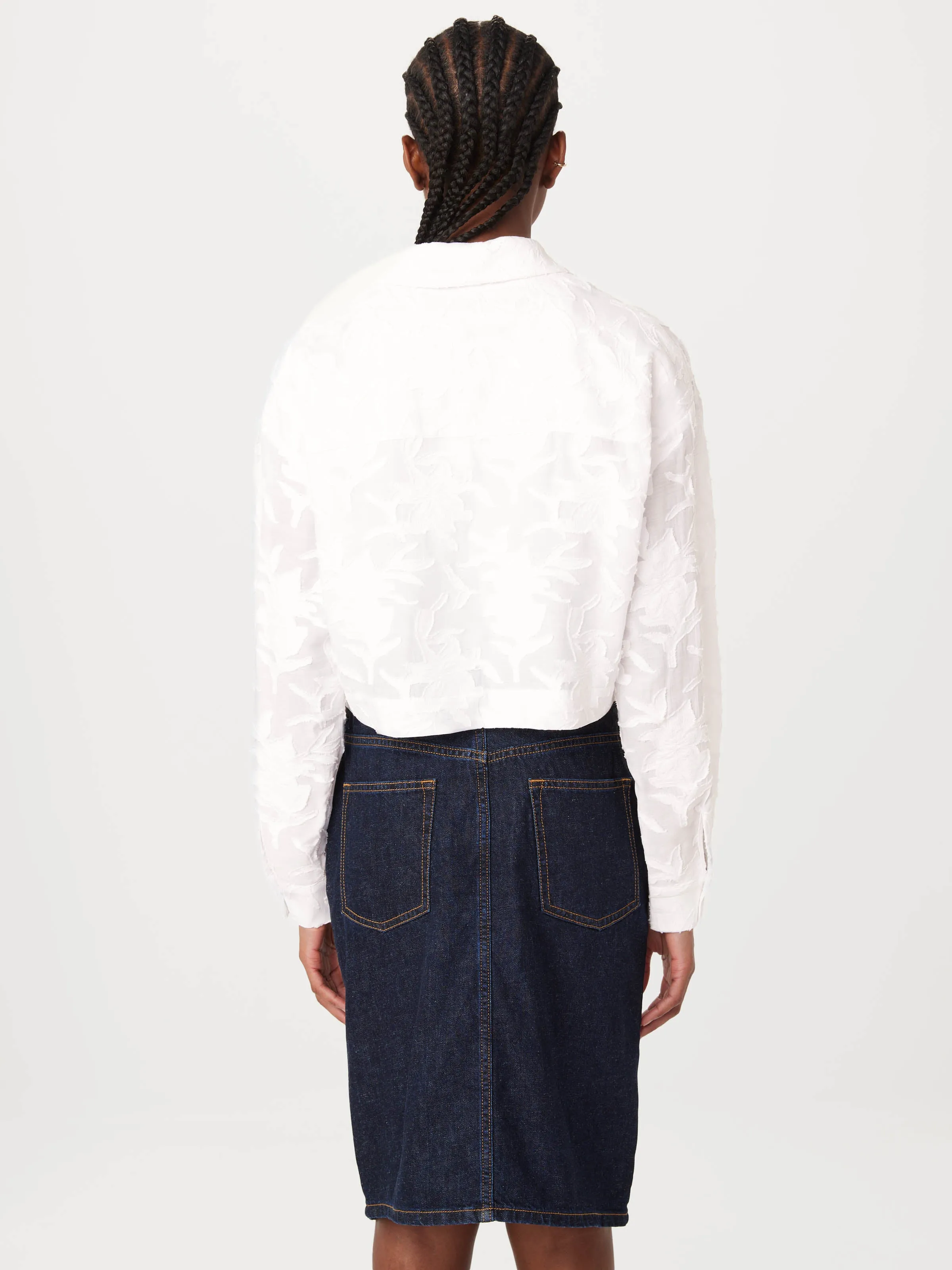 The Cropped Jacquard Shirt in White sold by Frank & Oak product image thumbnail 3