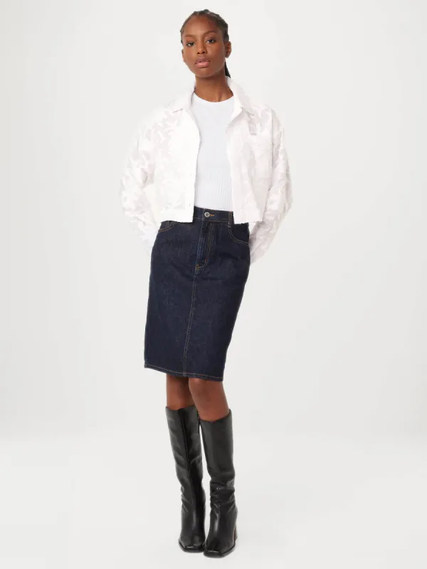 The Cropped Jacquard Shirt in White sold by Frank & Oak