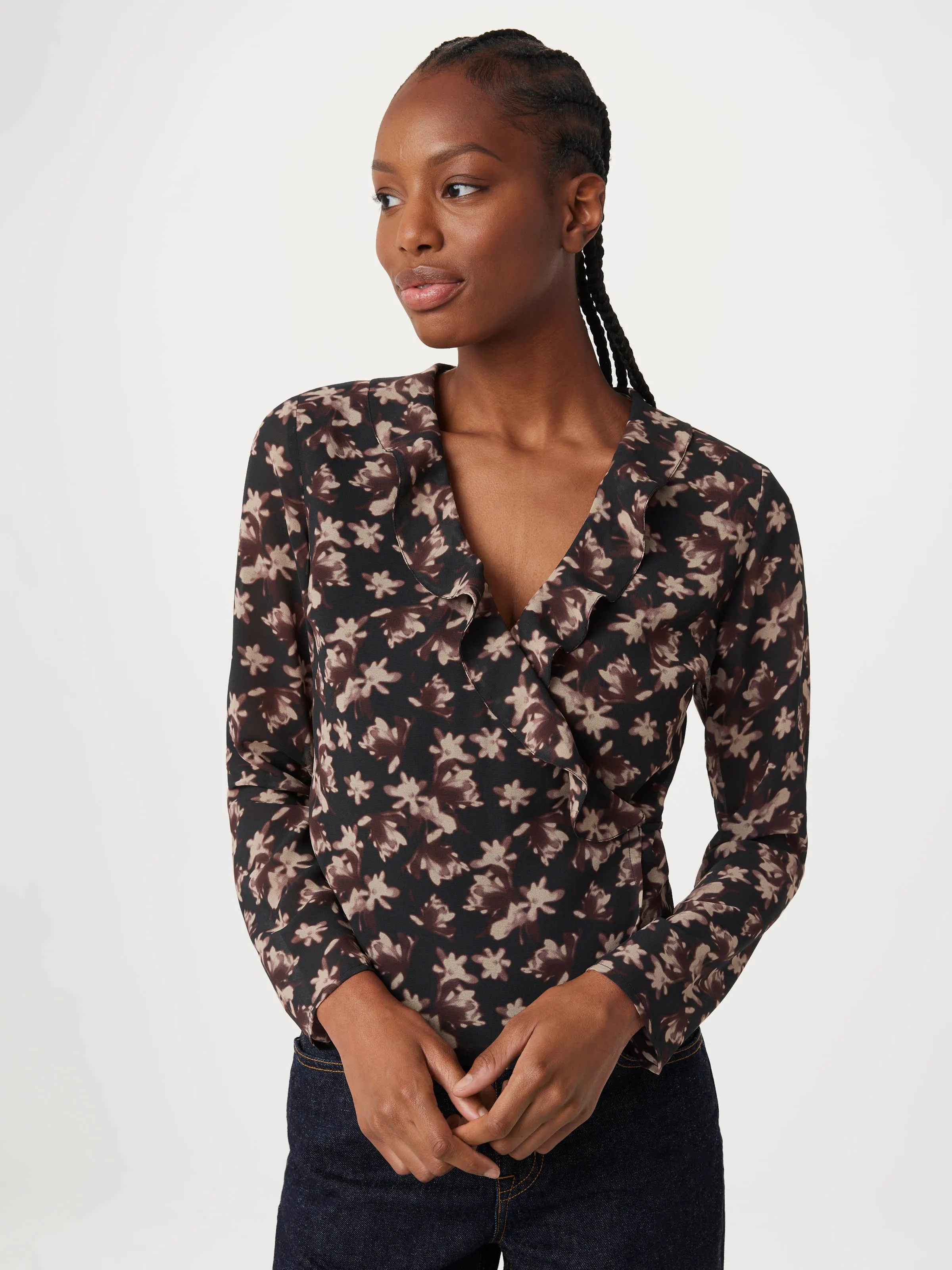 The Crossover Blouse in Black sold by Frank & Oak