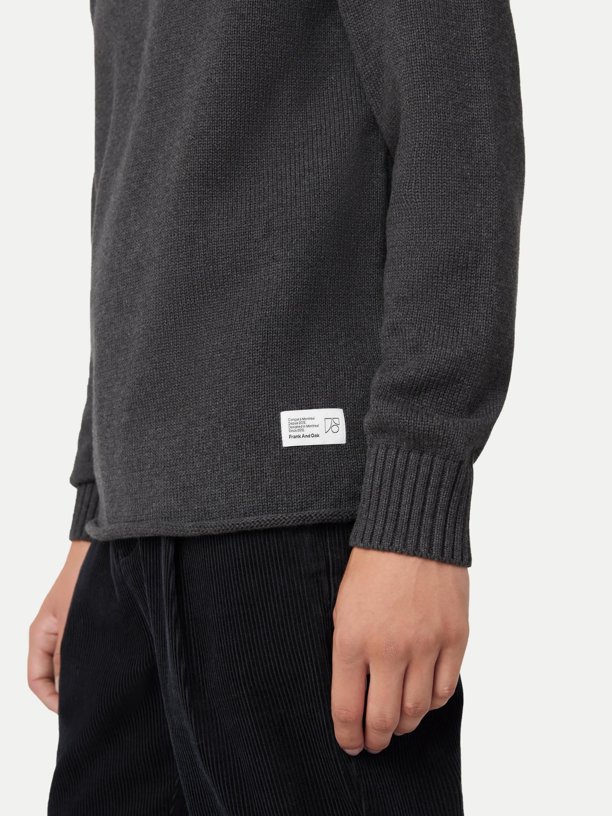 The Funnel Neck Sweater in Grey Black sold by Frank & Oak product image thumbnail 2